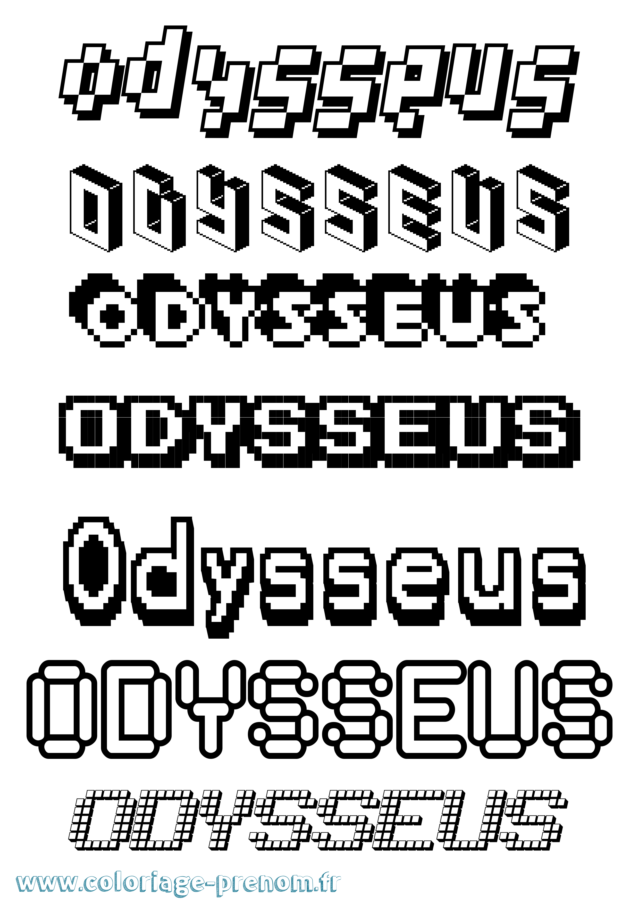 Coloriage prénom Odysseus Pixel