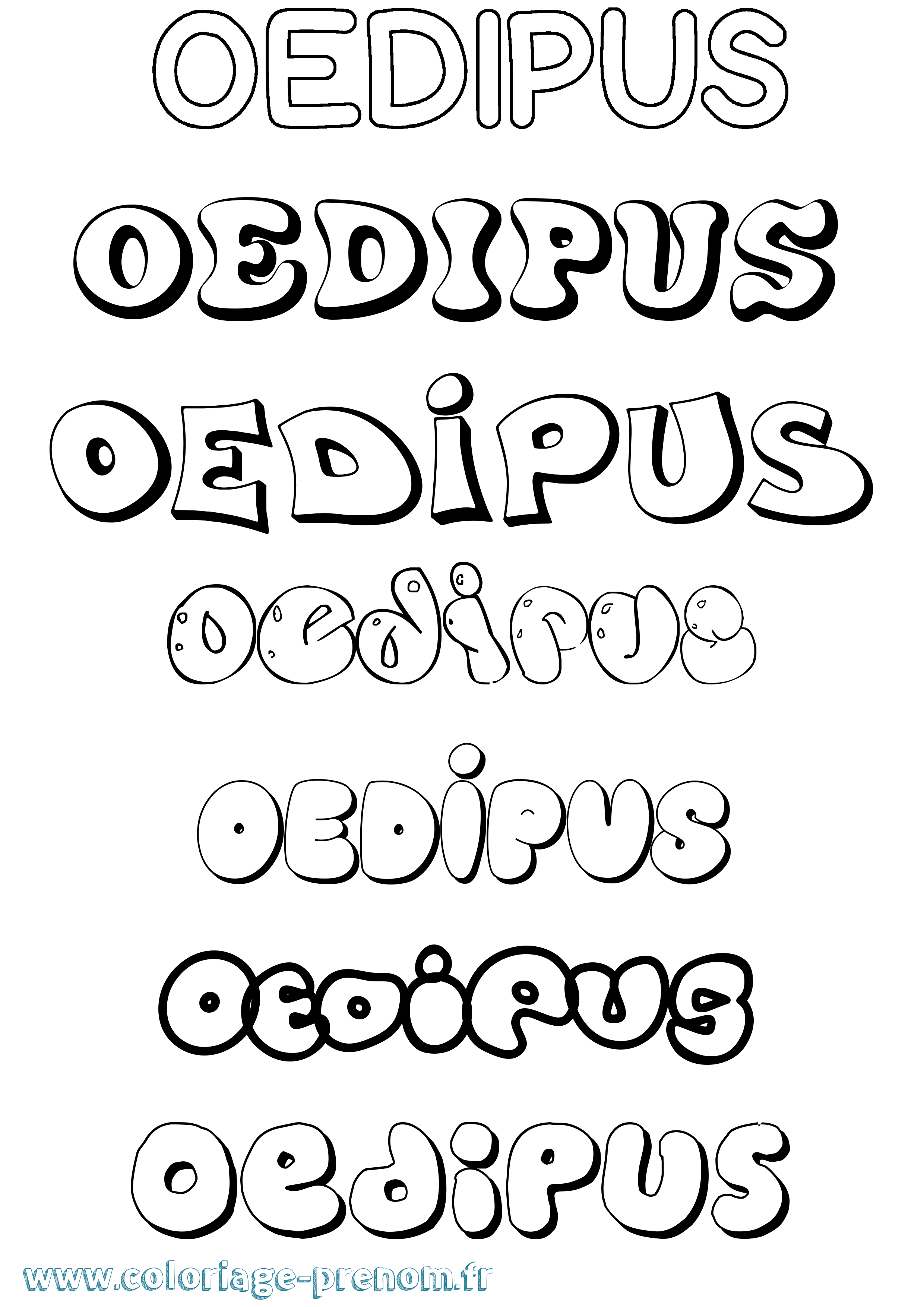 Coloriage prénom Oedipus Bubble