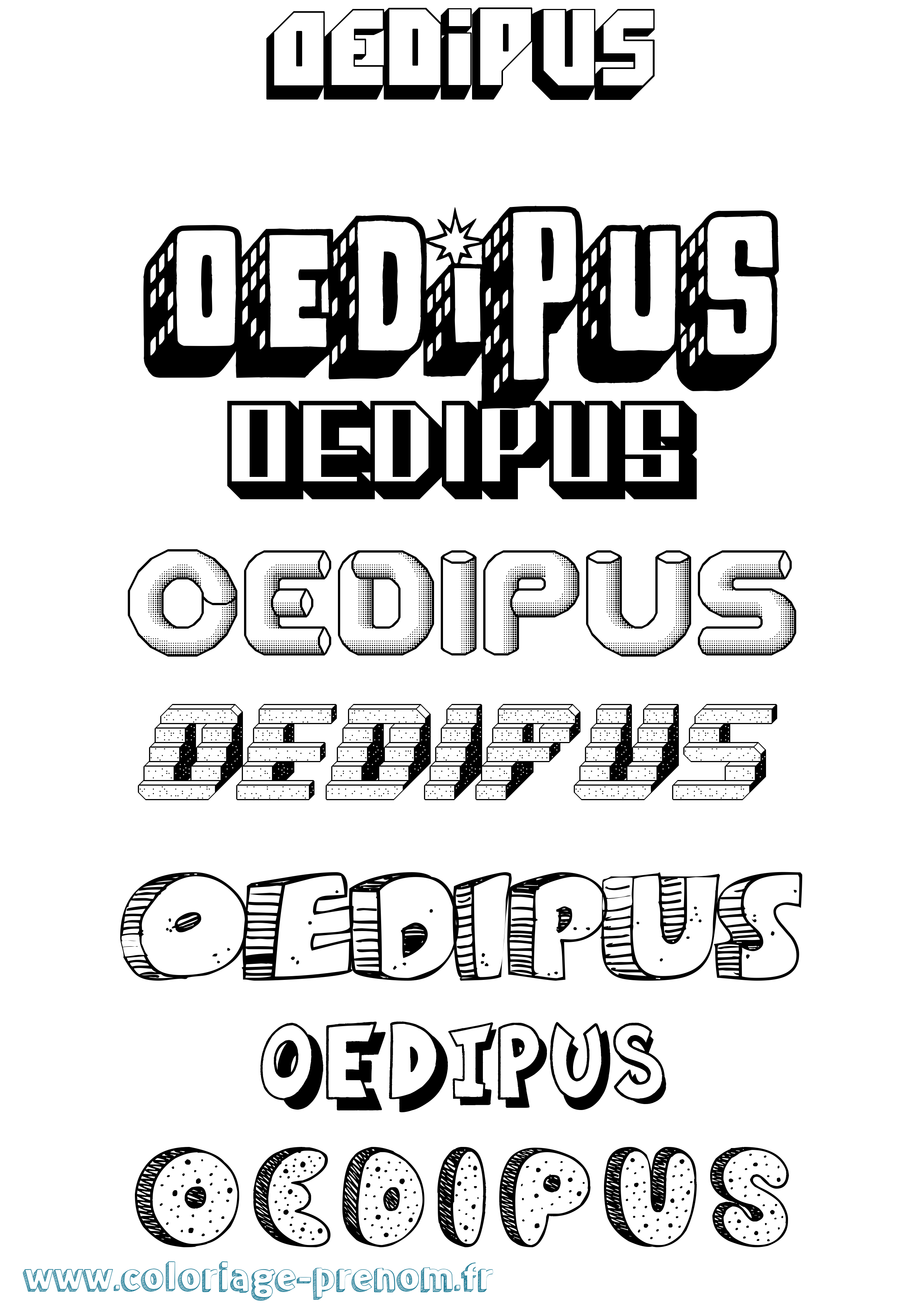 Coloriage prénom Oedipus Effet 3D