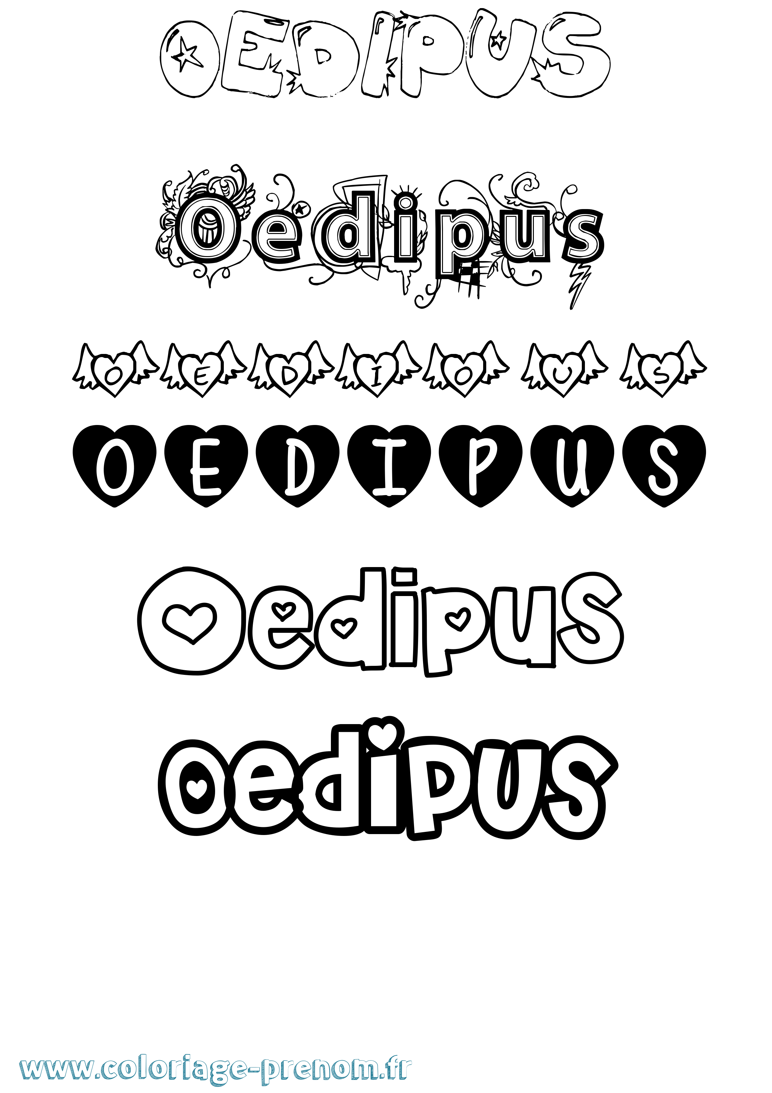Coloriage prénom Oedipus Girly