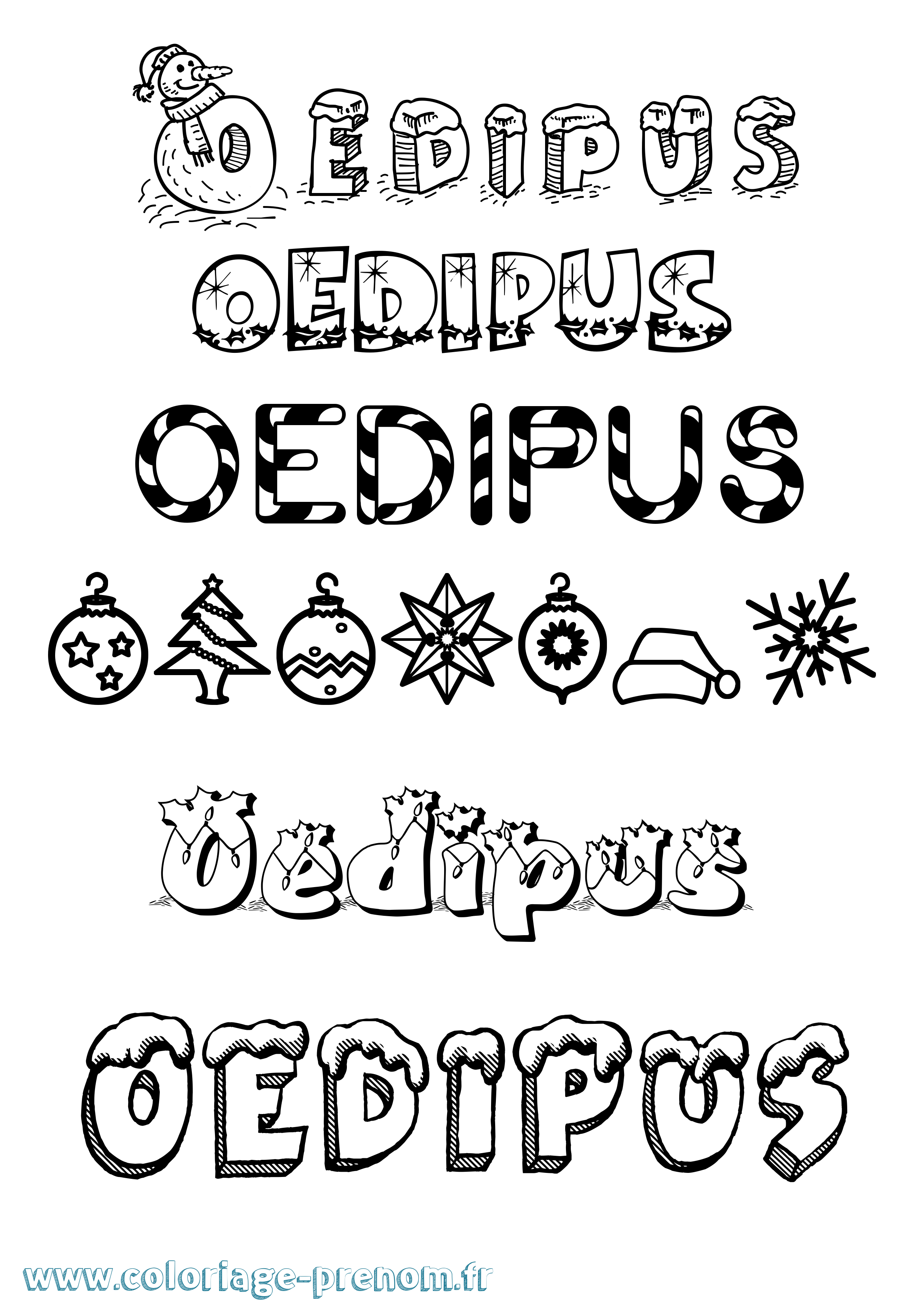 Coloriage prénom Oedipus Noël