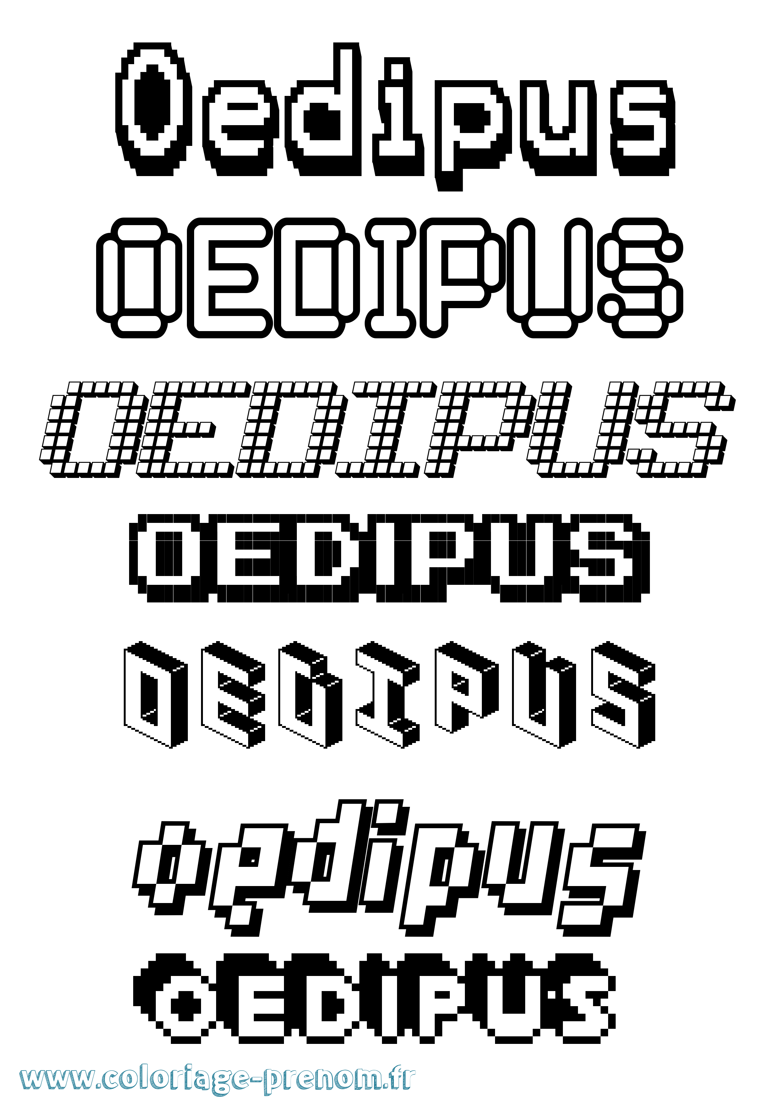 Coloriage prénom Oedipus Pixel