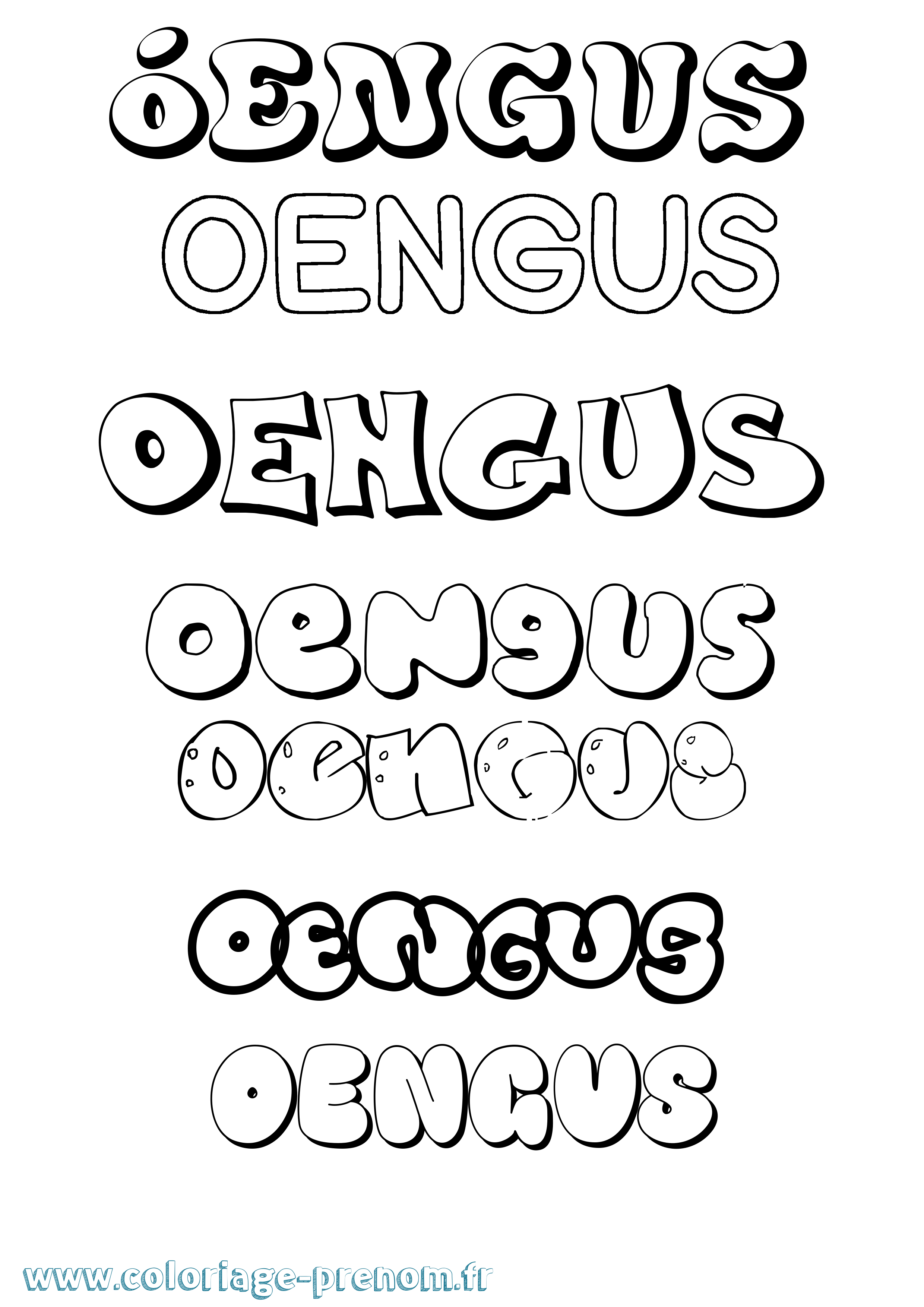 Coloriage prénom Óengus Bubble