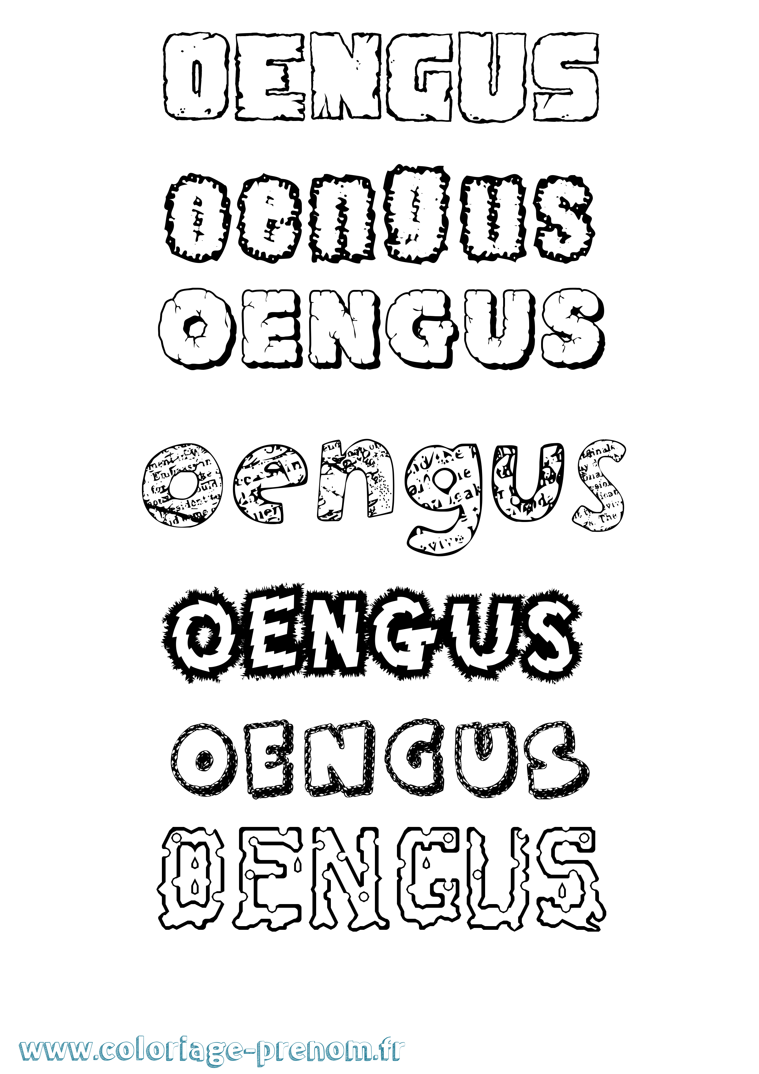 Coloriage prénom Óengus Destructuré