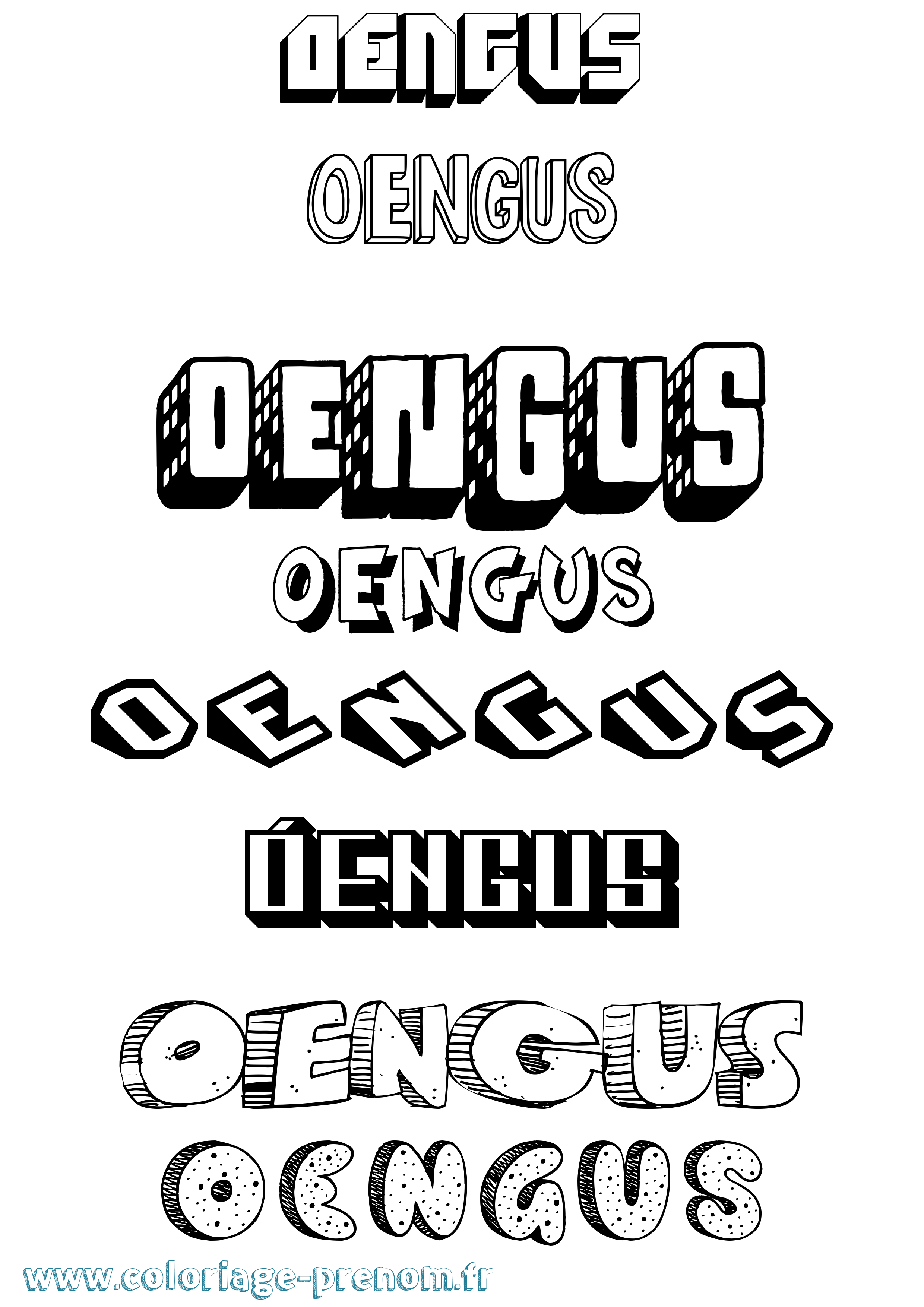 Coloriage Óengus Effet 3D Coloriage prénom Óengus Effet 3D
