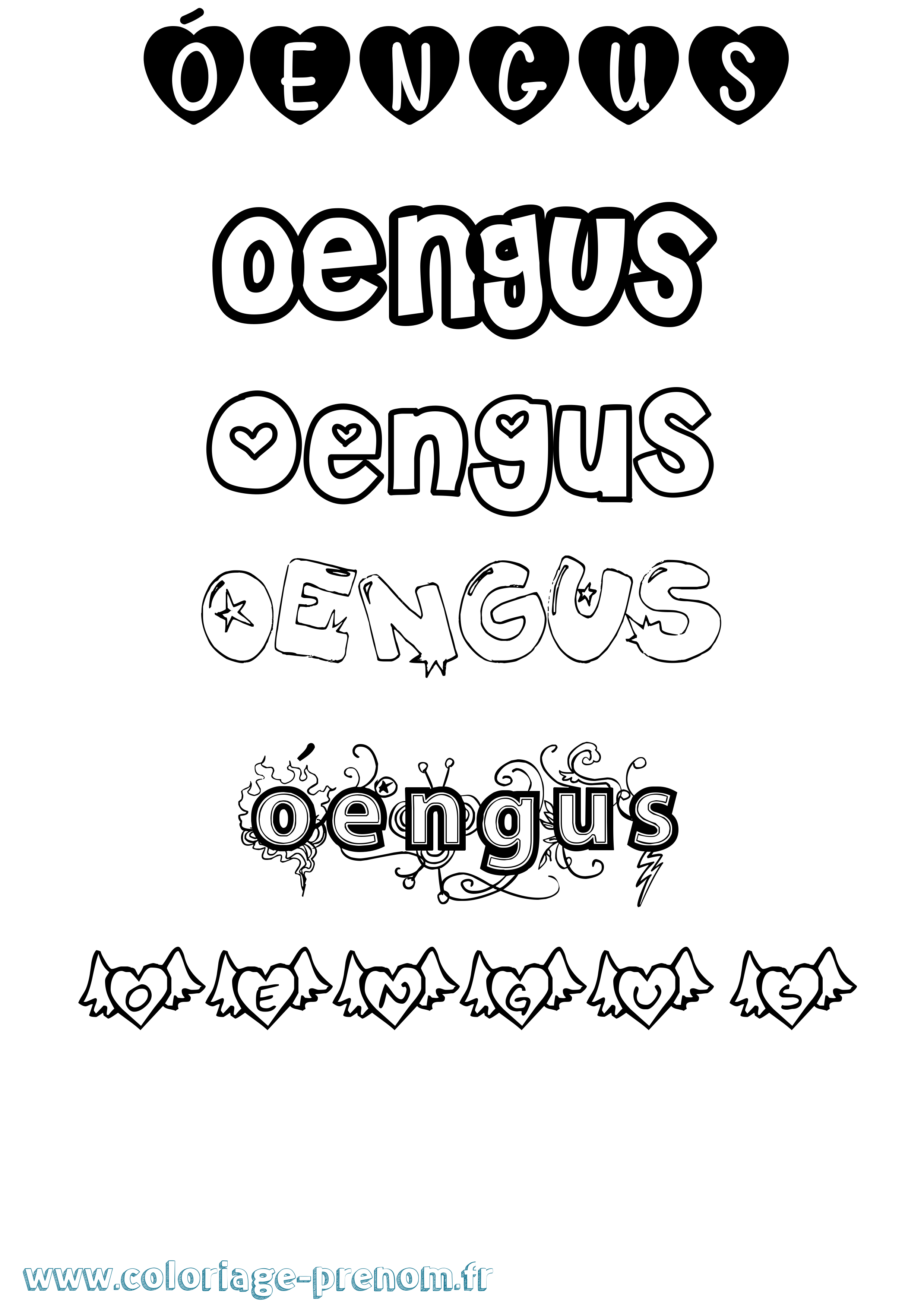 Coloriage Óengus Girly Coloriage prénom Óengus Girly