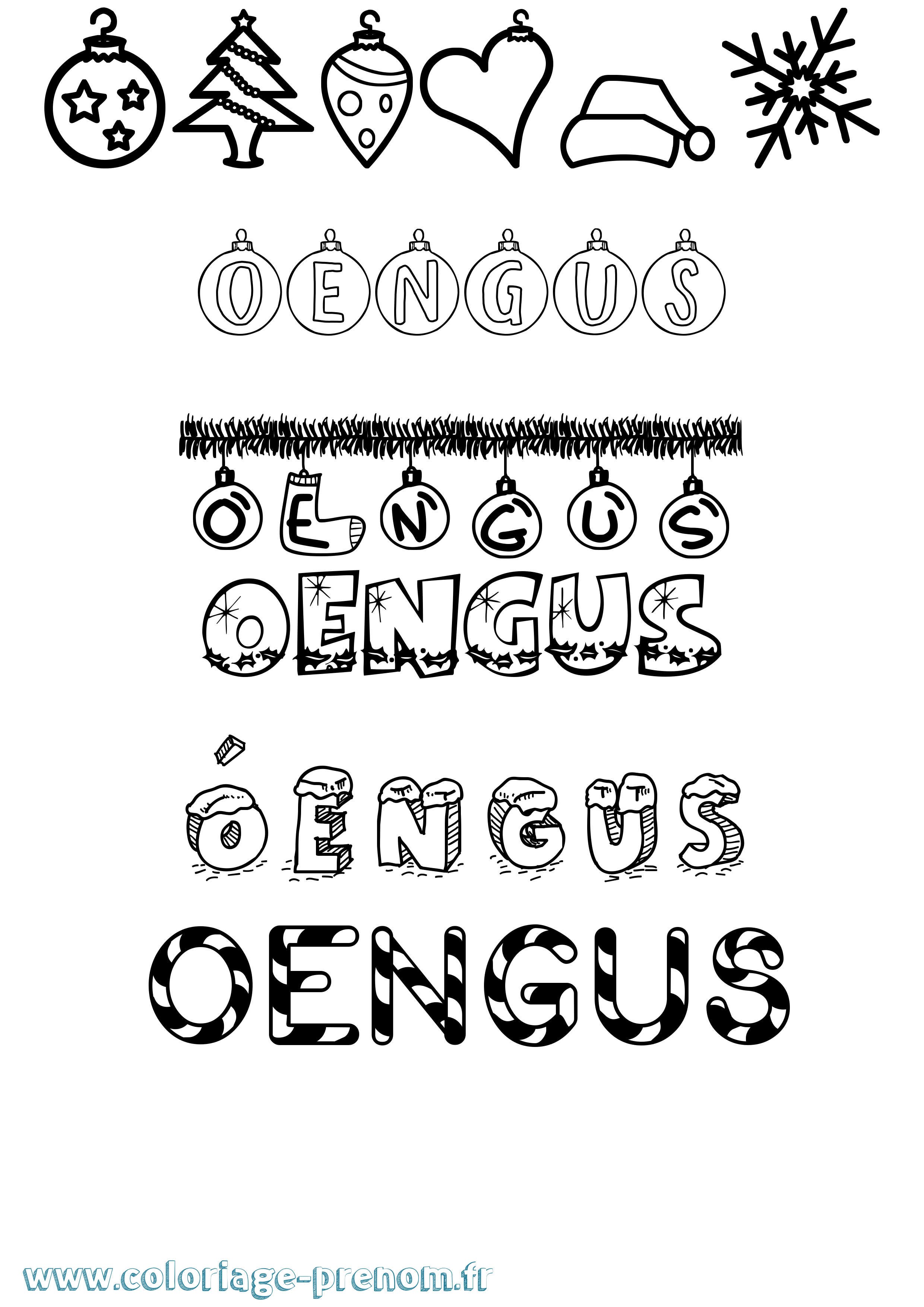 Coloriage prénom Óengus Noël