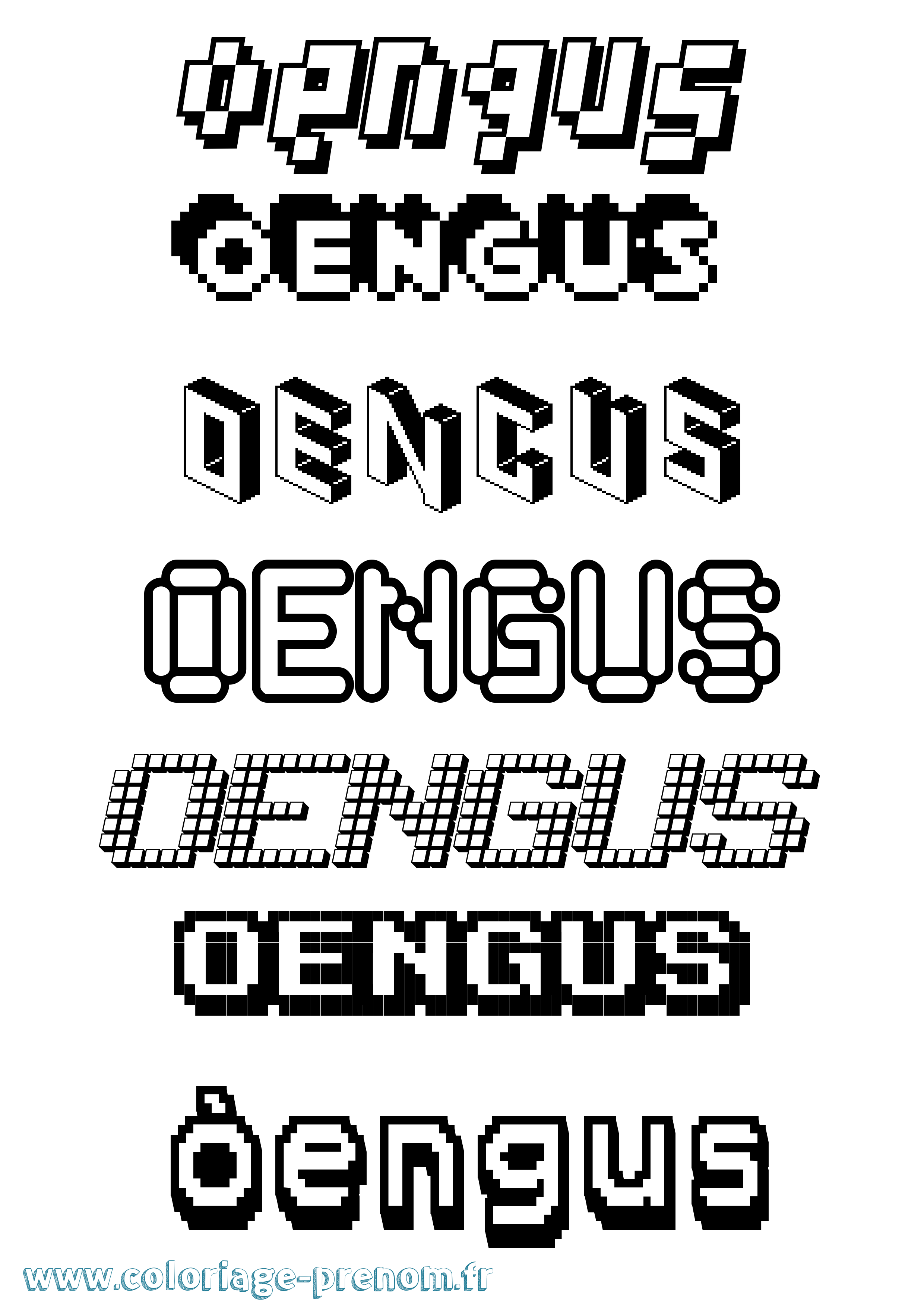 Coloriage prénom Óengus Pixel