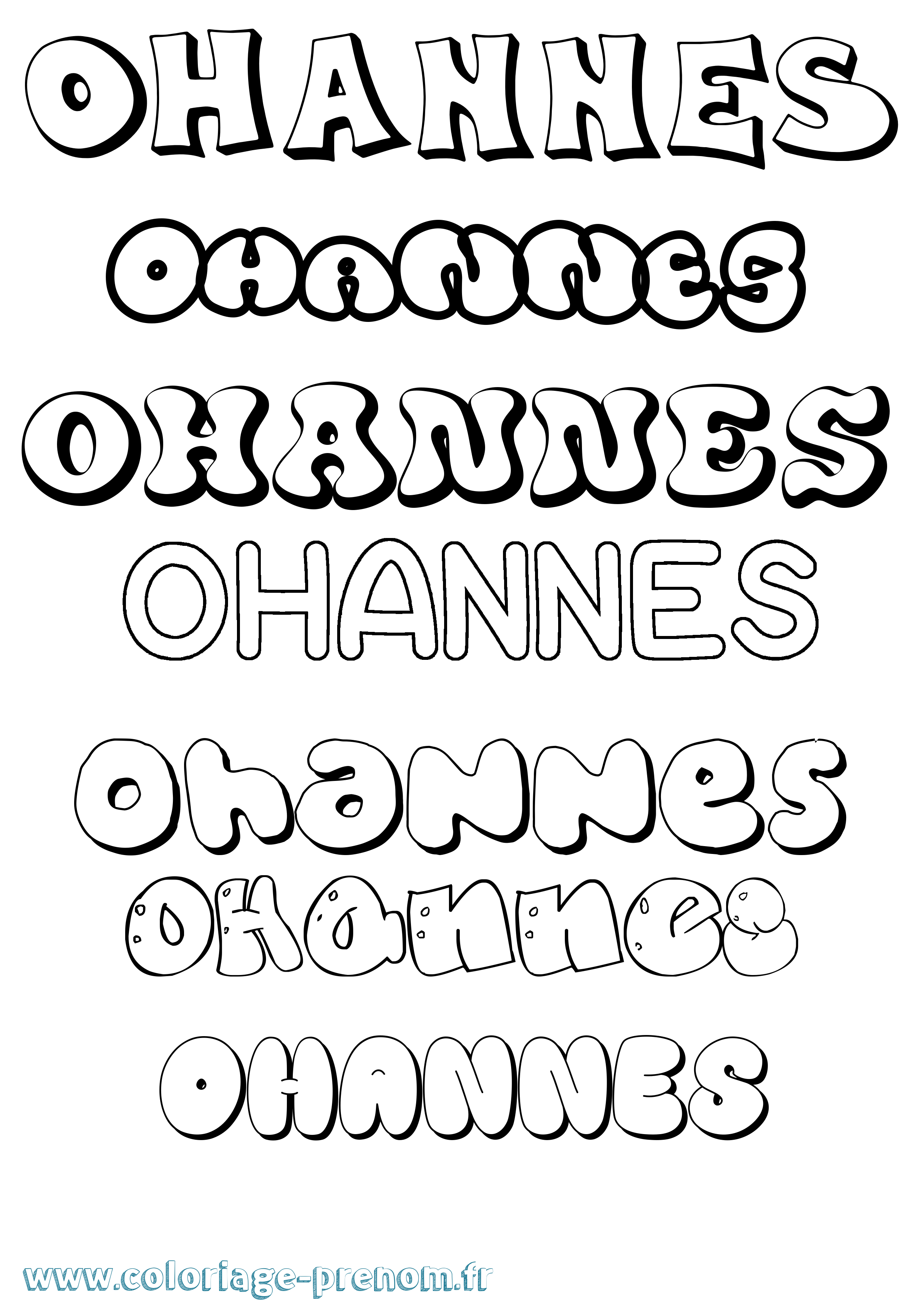 Coloriage prénom Ohannes Bubble