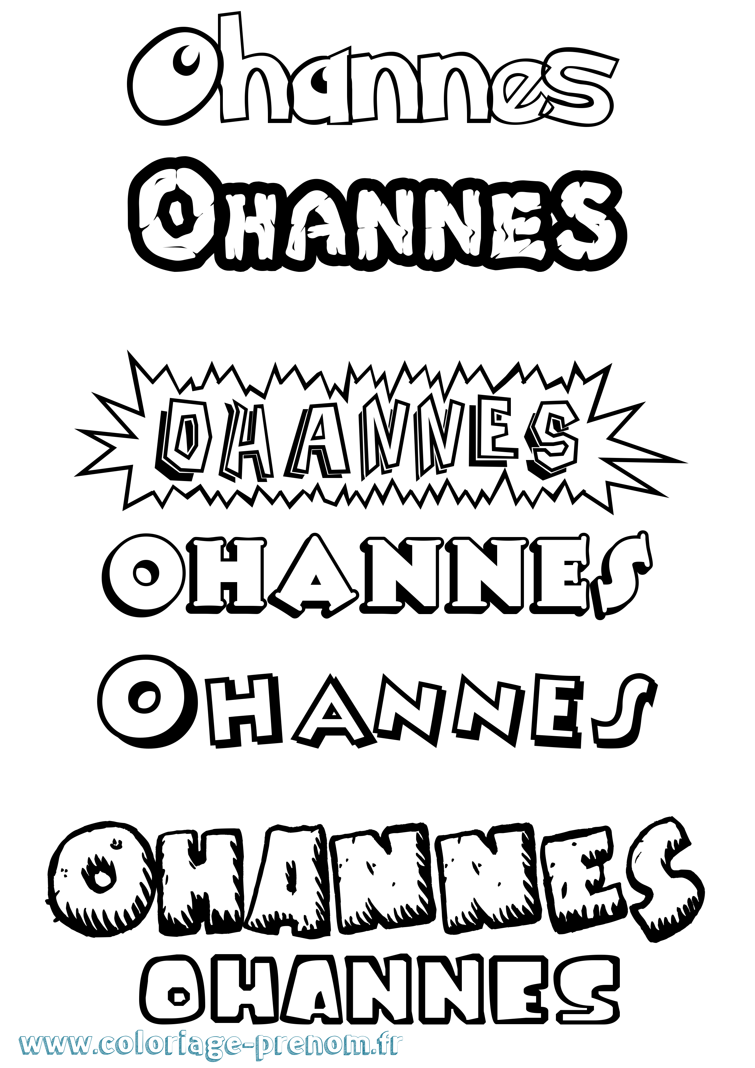 Coloriage prénom Ohannes Dessin Animé