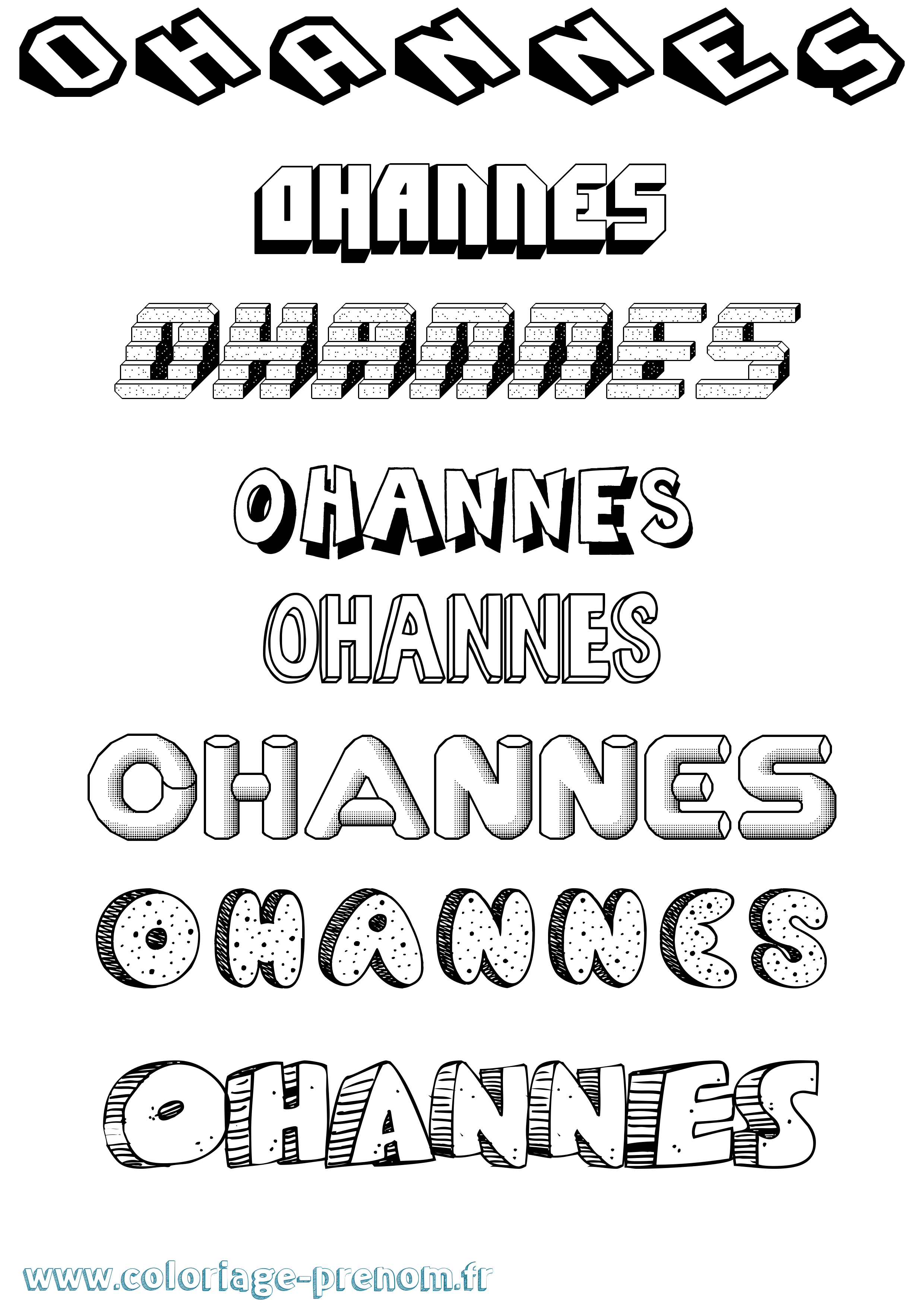 Coloriage prénom Ohannes Effet 3D