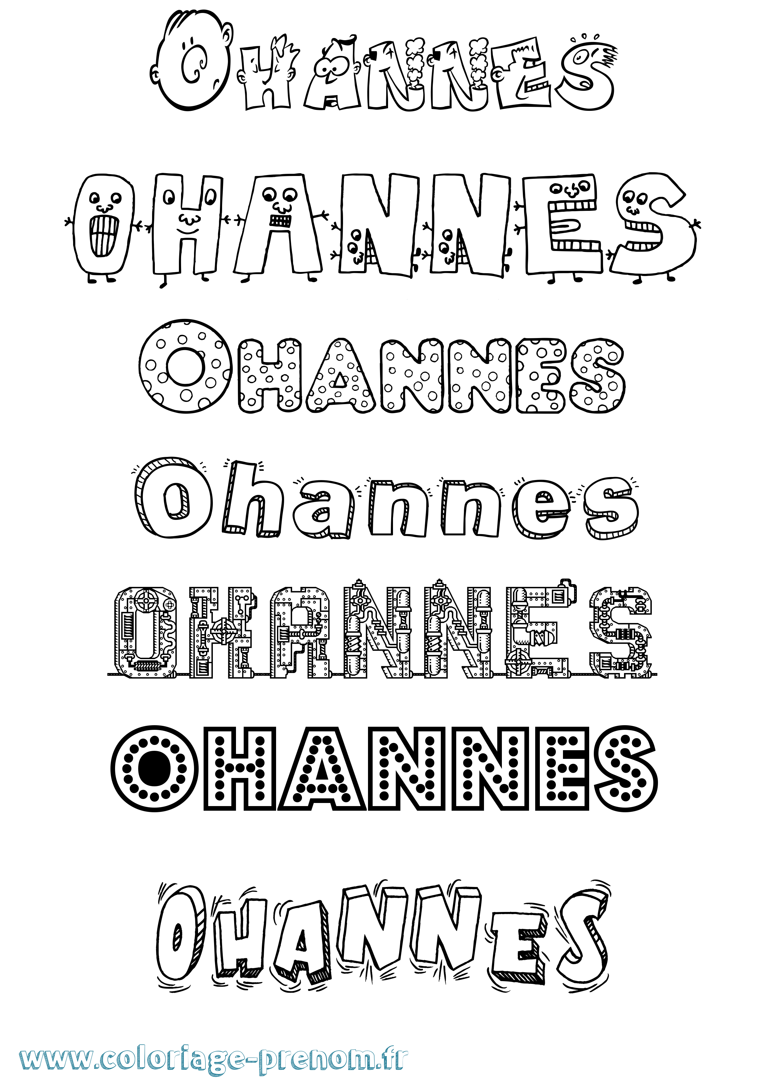 Coloriage prénom Ohannes Fun