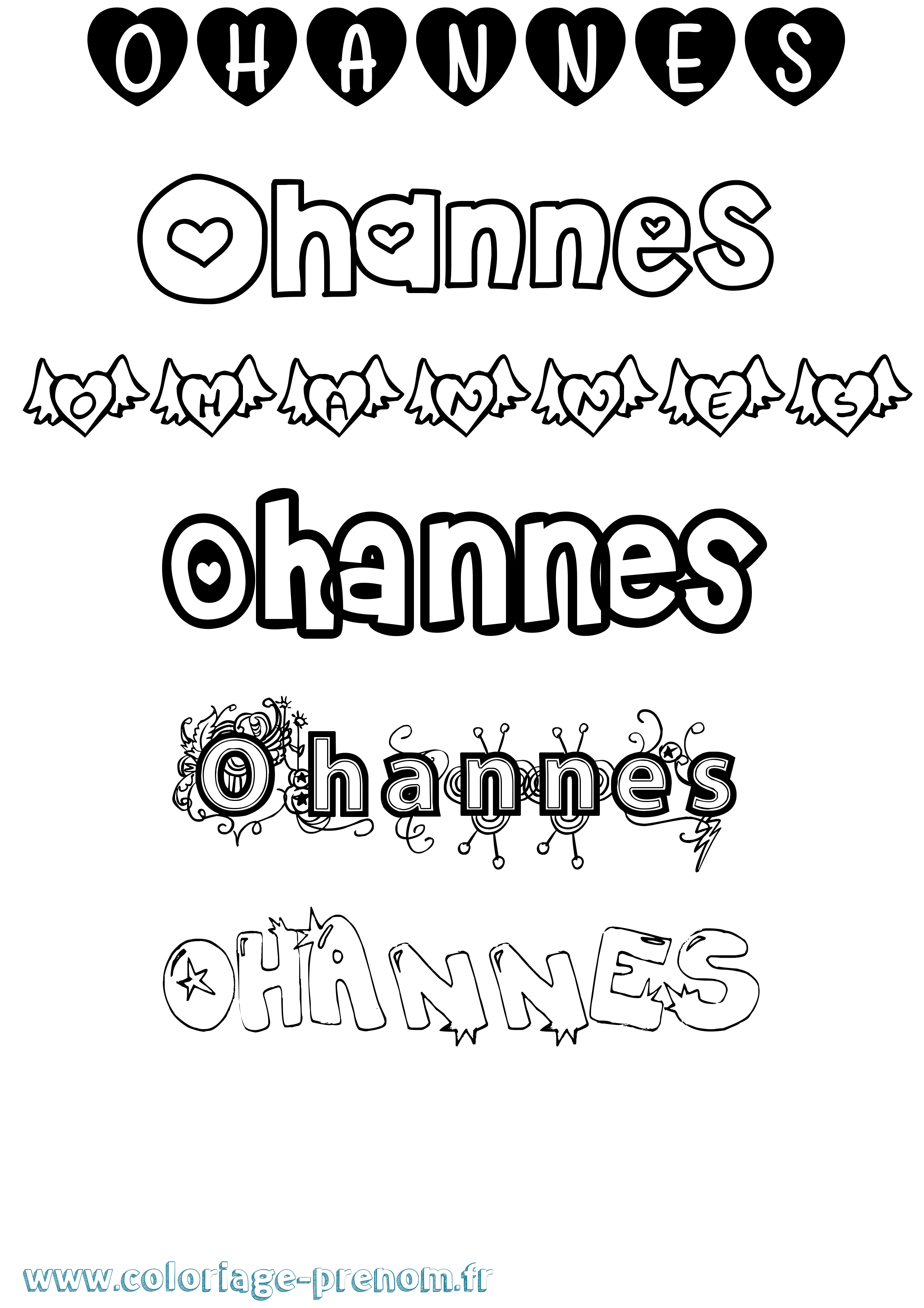 Coloriage prénom Ohannes Girly