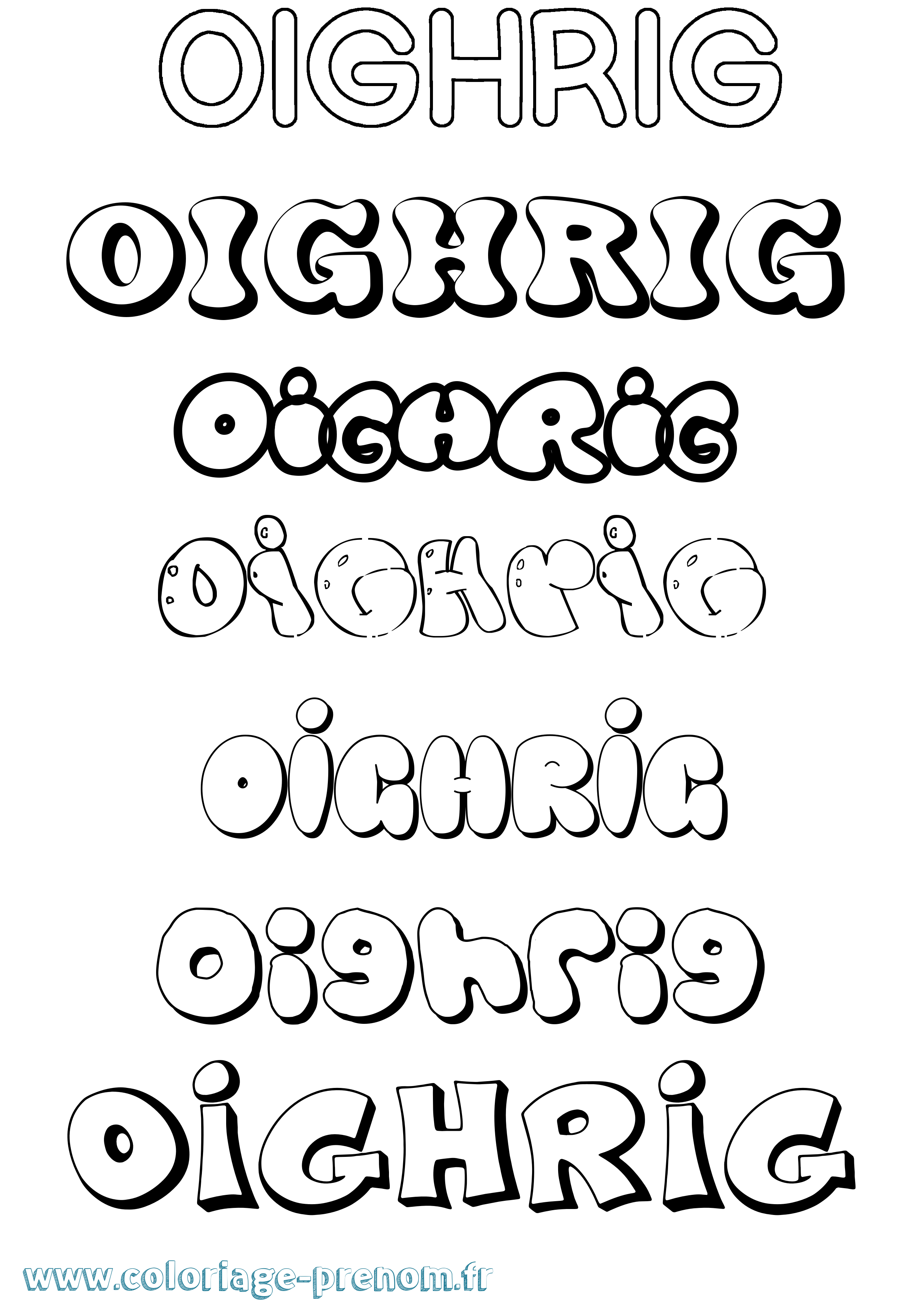 Coloriage Oighrig Bubble Coloriage prénom Oighrig Bubble