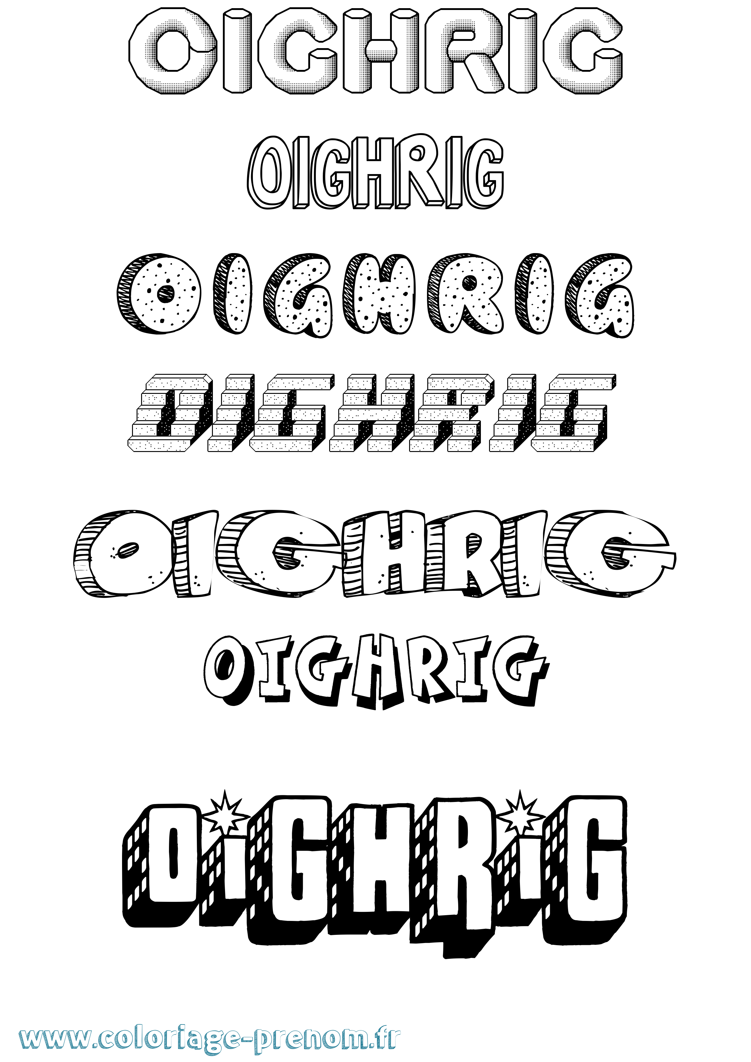 Coloriage Oighrig Effet 3D Coloriage prénom Oighrig Effet 3D