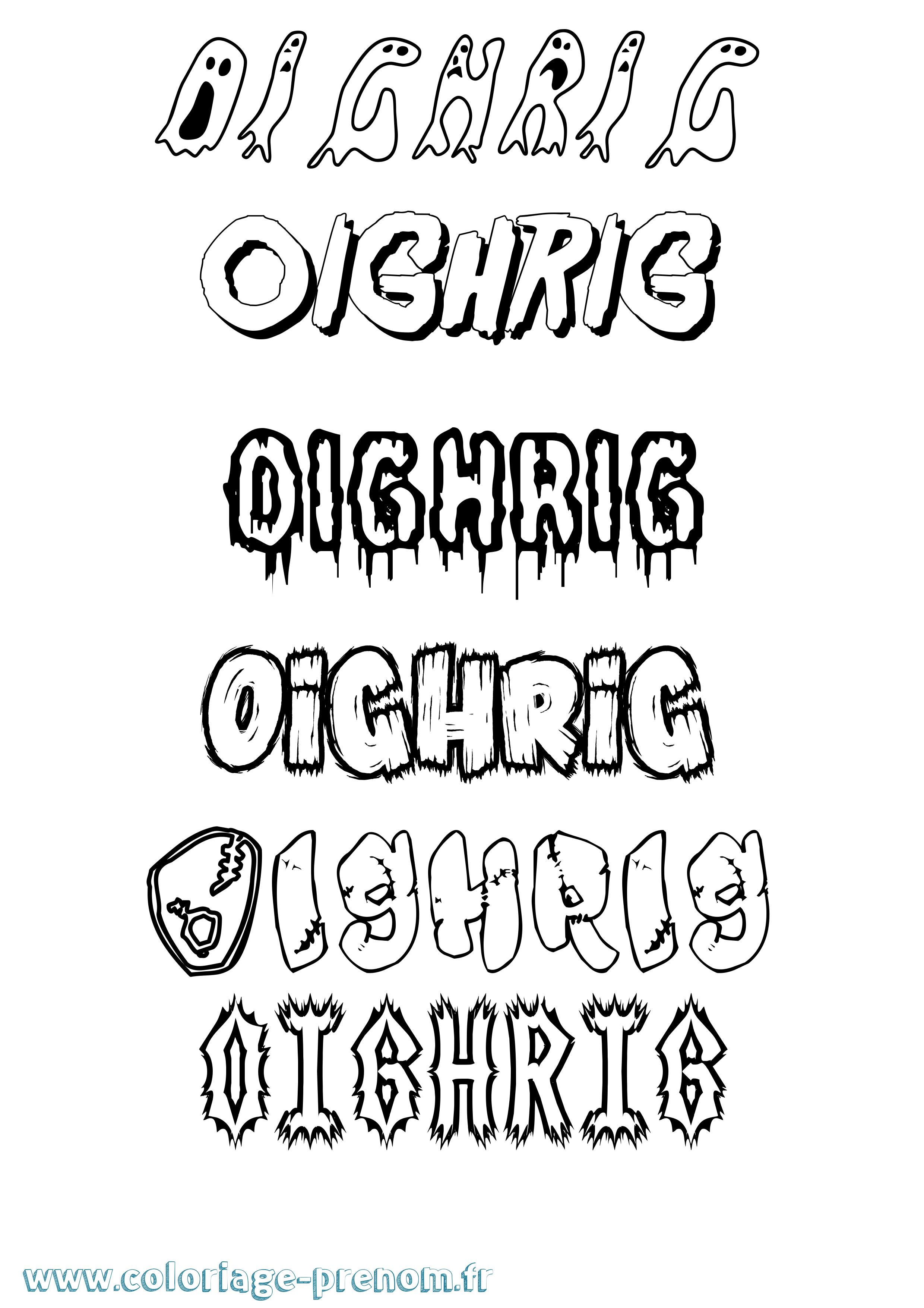 Coloriage Oighrig Frisson Coloriage prénom Oighrig Frisson