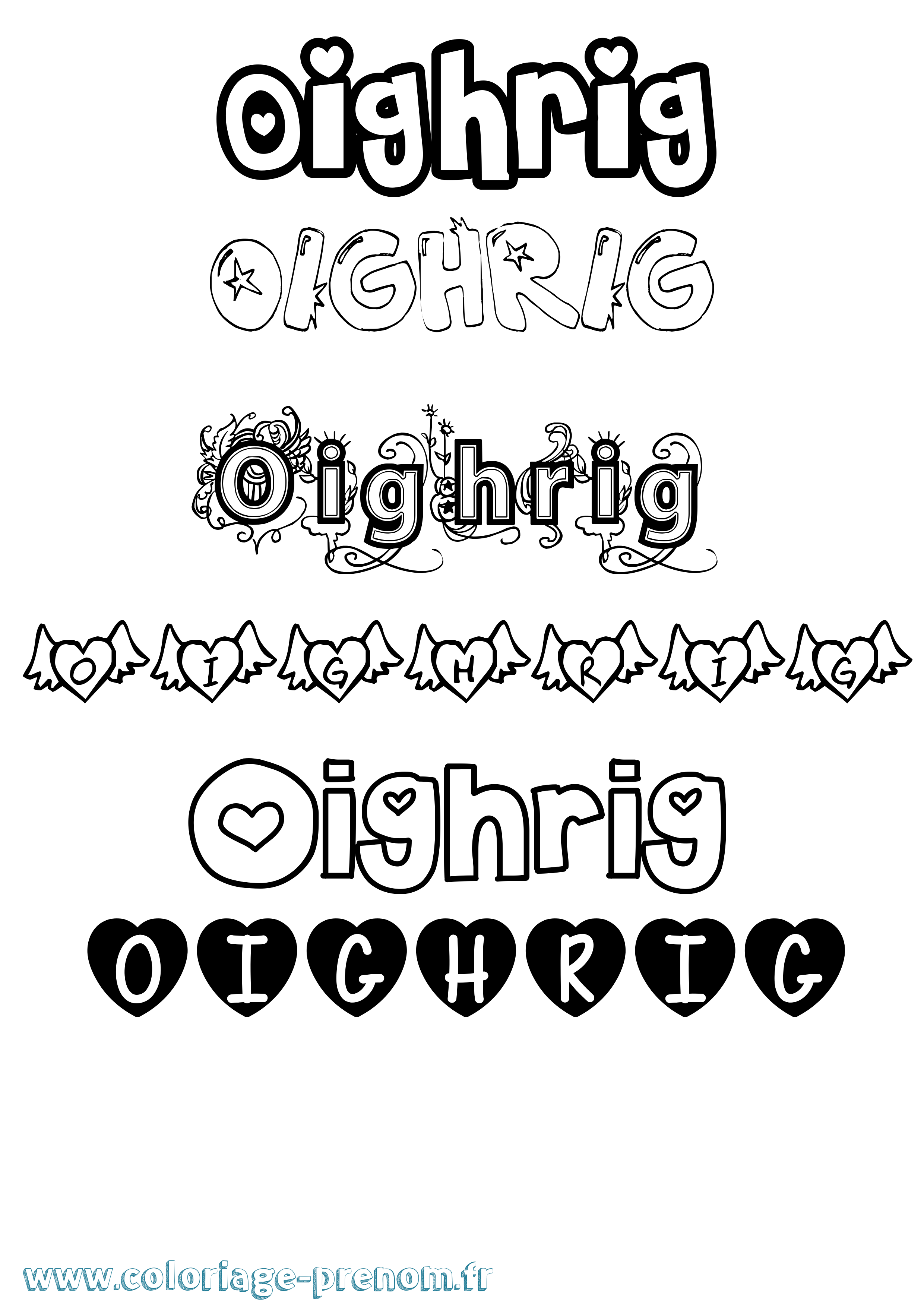 Coloriage Oighrig Girly Coloriage prénom Oighrig Girly