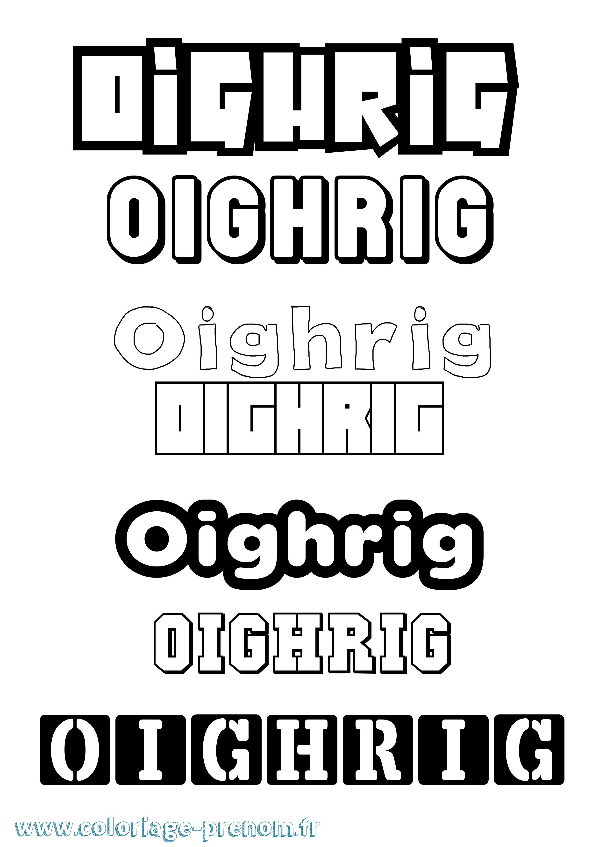 Coloriage prénom Oighrig Simple