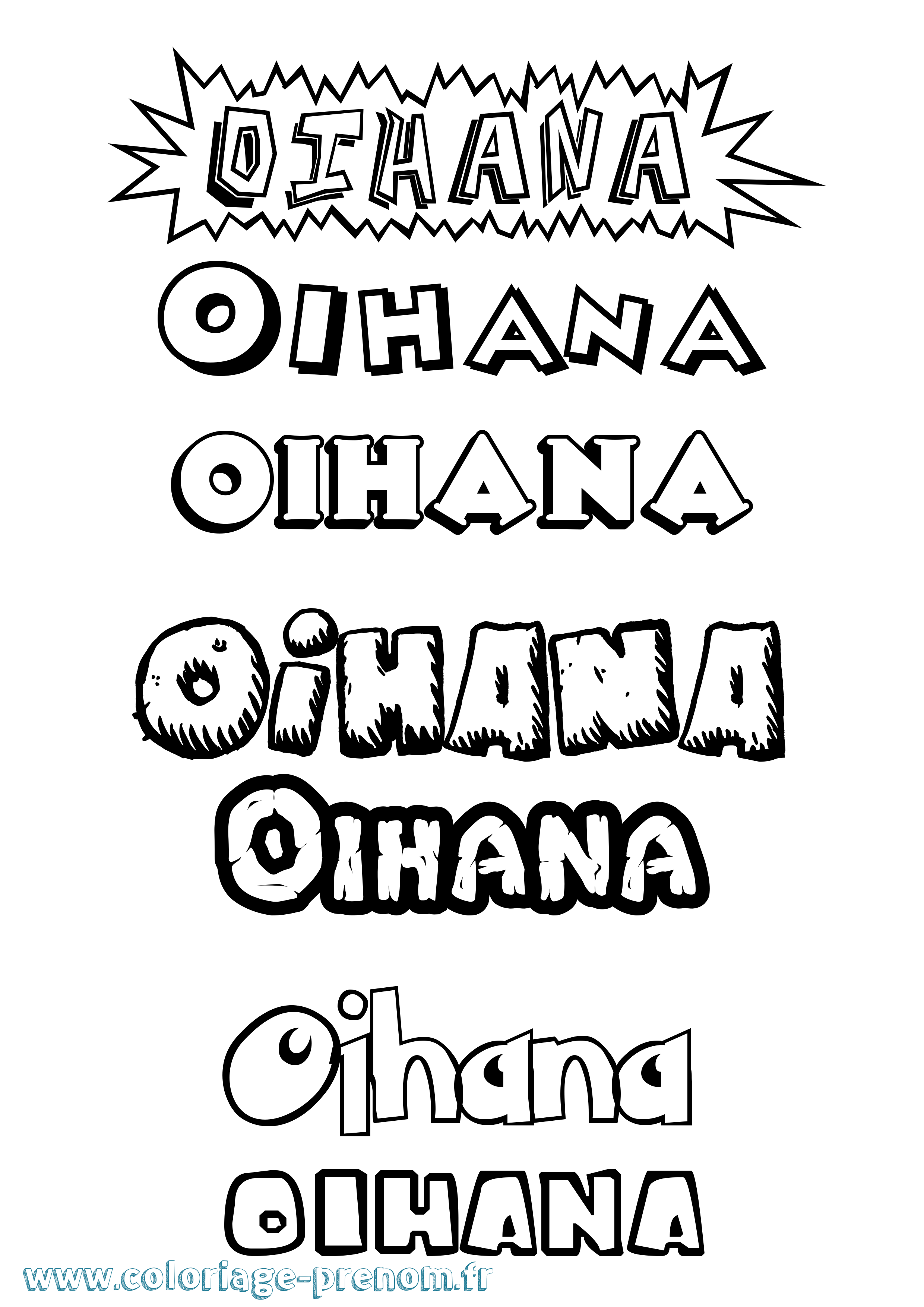 Coloriage prénom Oihana Dessin Animé