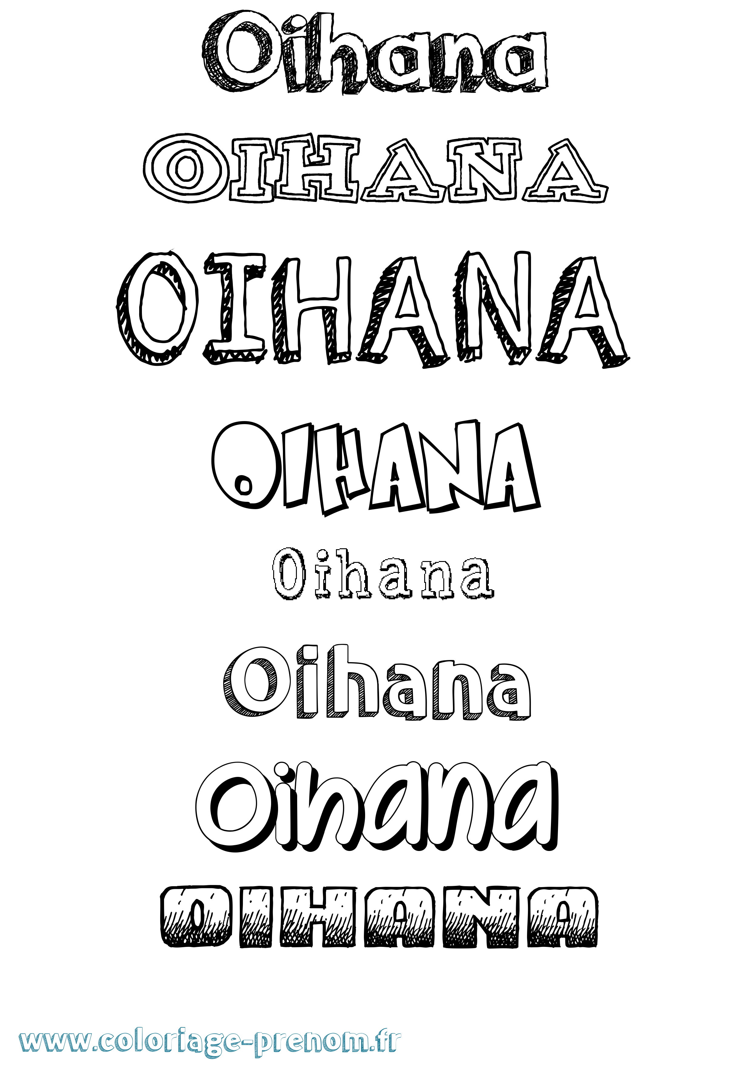 Coloriage prénom Oihana Dessiné