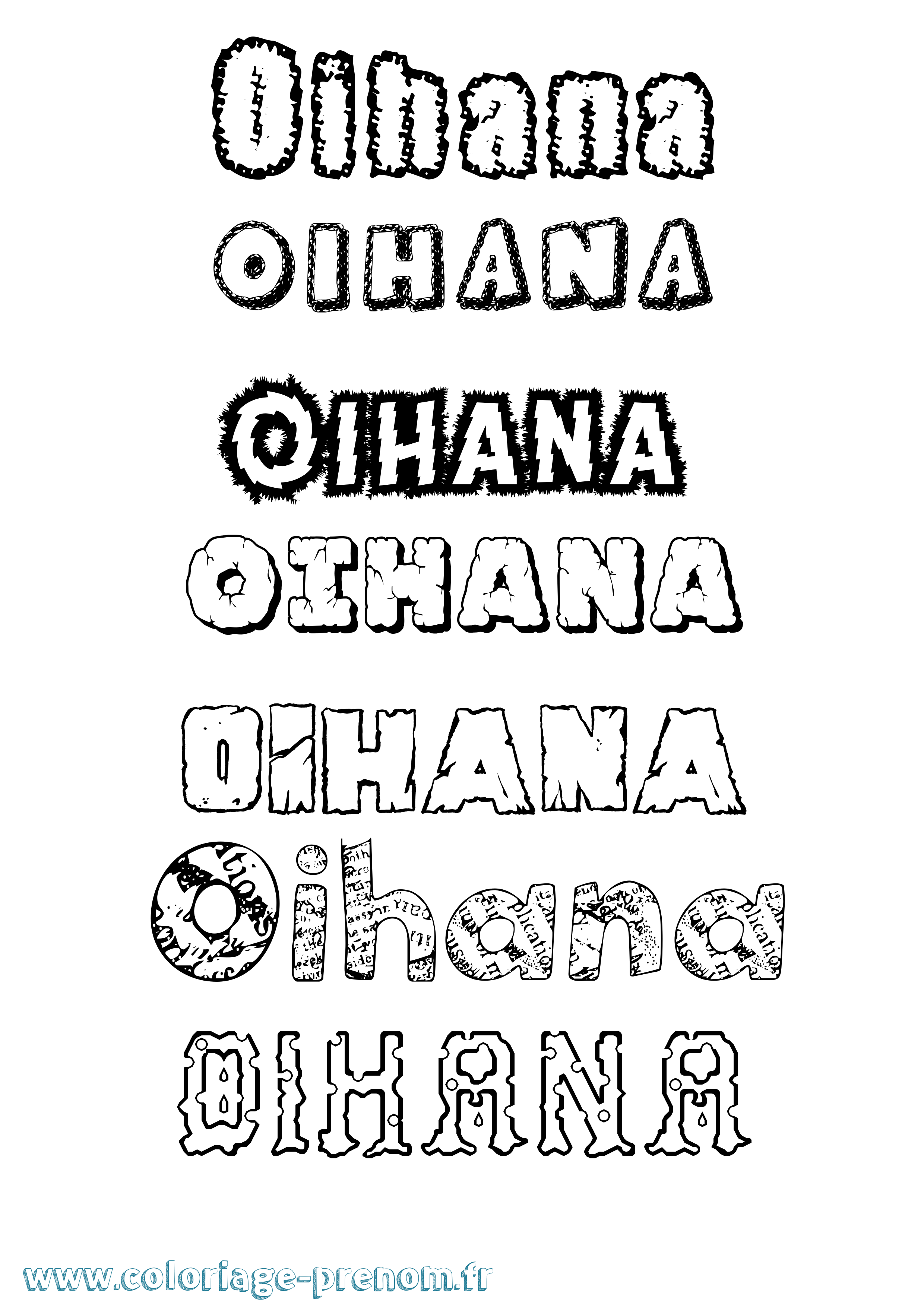 Coloriage prénom Oihana Destructuré