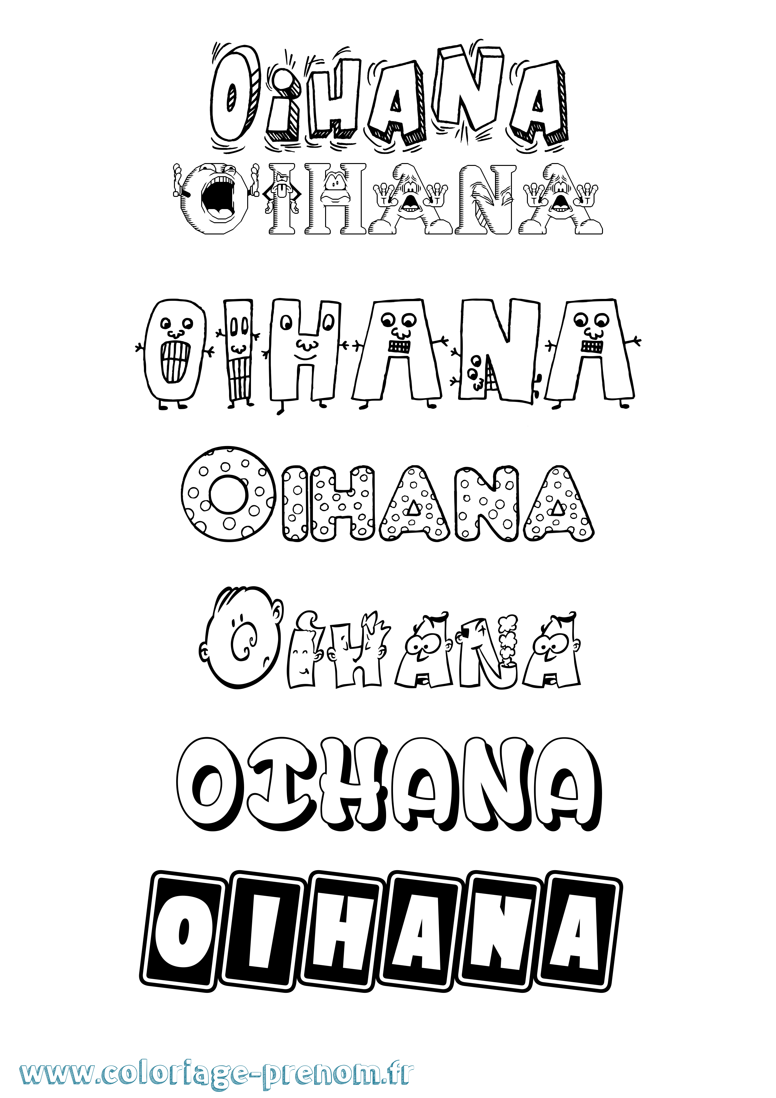 Coloriage prénom Oihana Fun