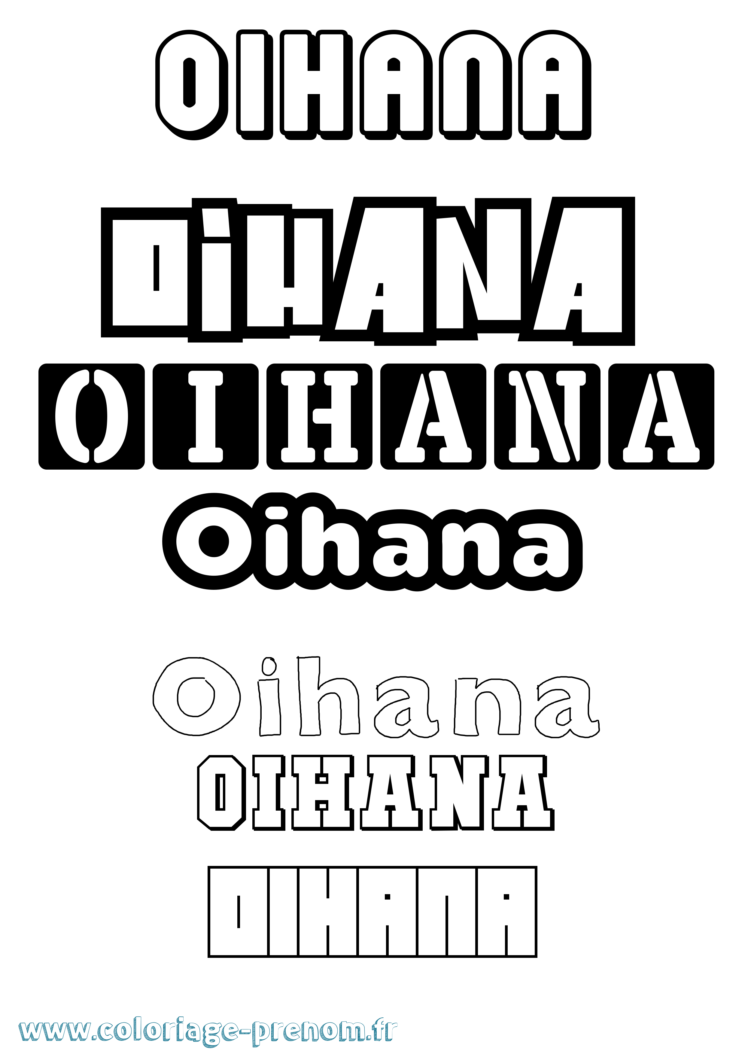 Coloriage prénom Oihana Simple
