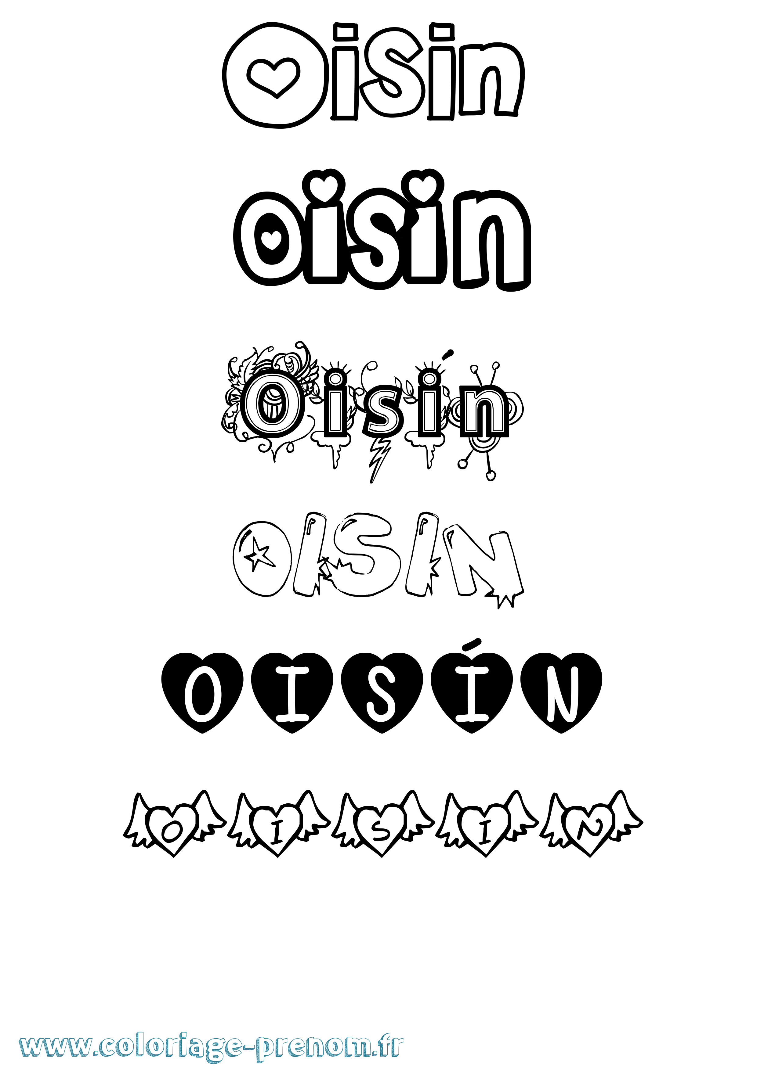 Coloriage prénom Oisín Girly