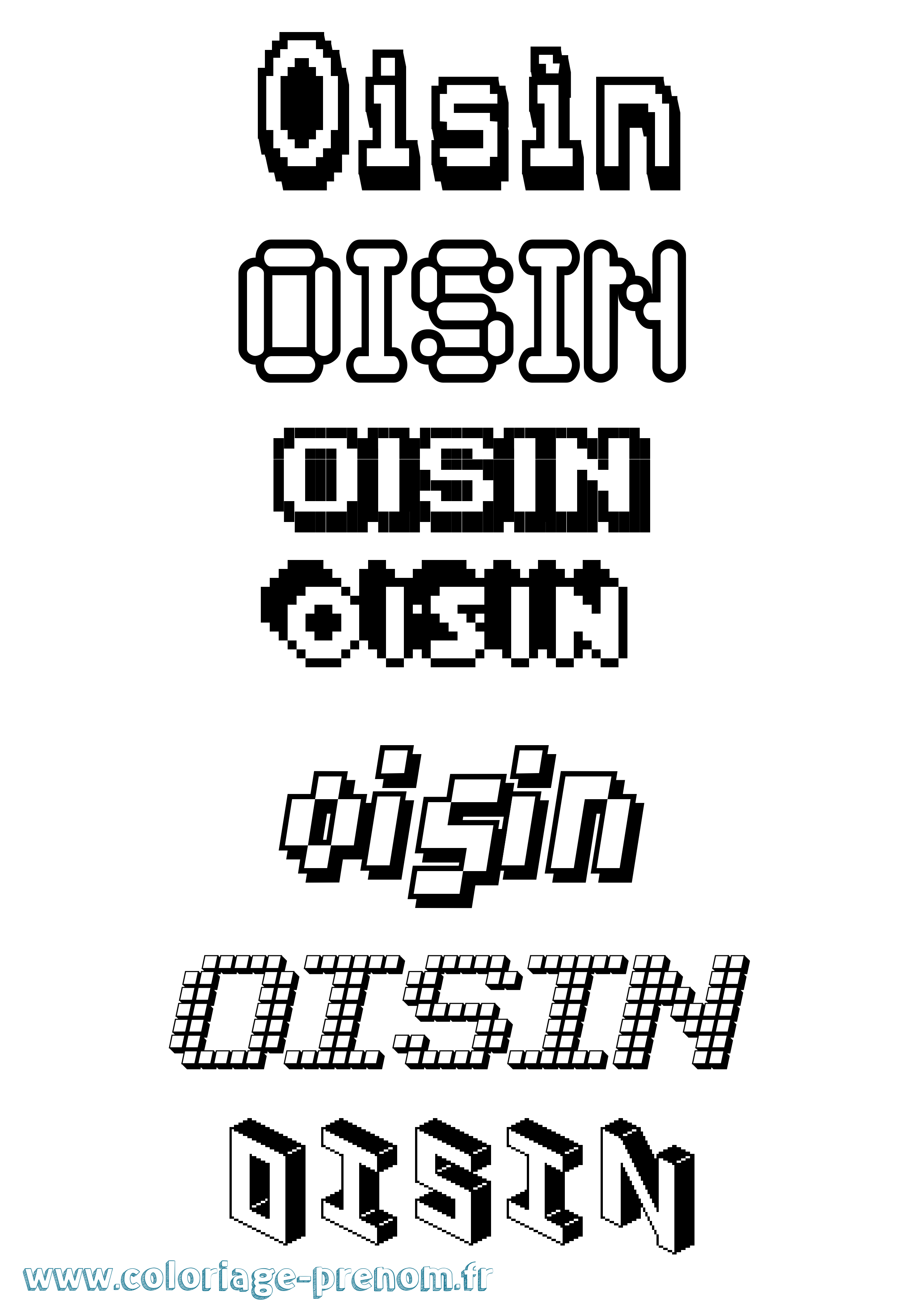 Coloriage prénom Oisín Pixel