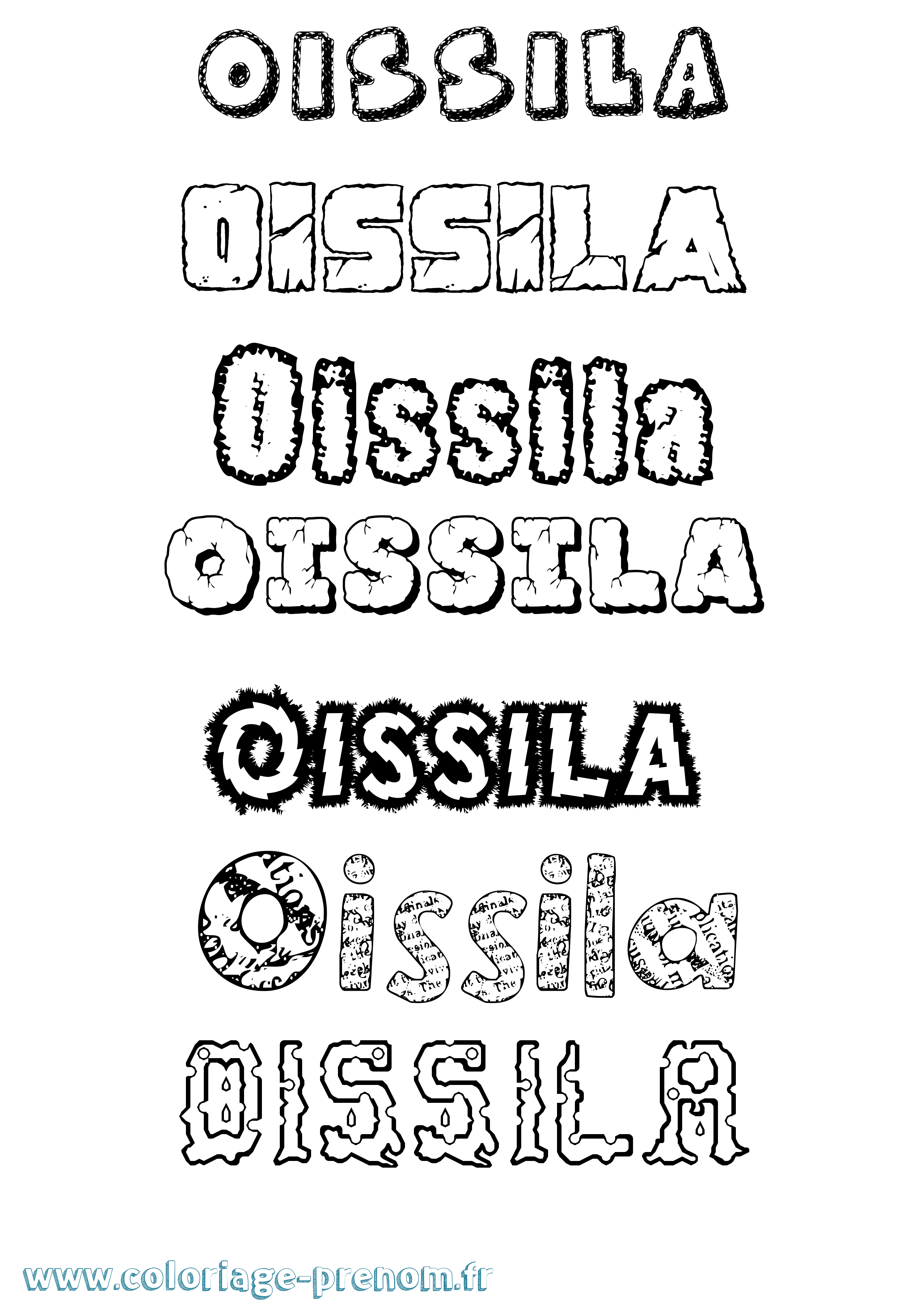 Coloriage prénom Oissila Destructuré