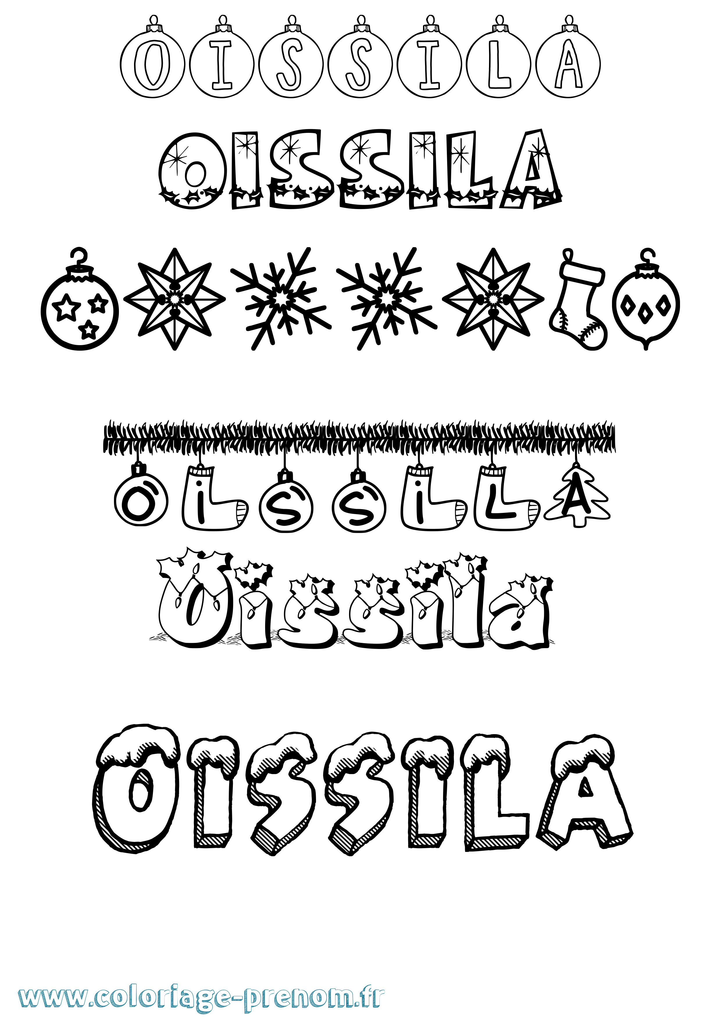 Coloriage prénom Oissila Noël