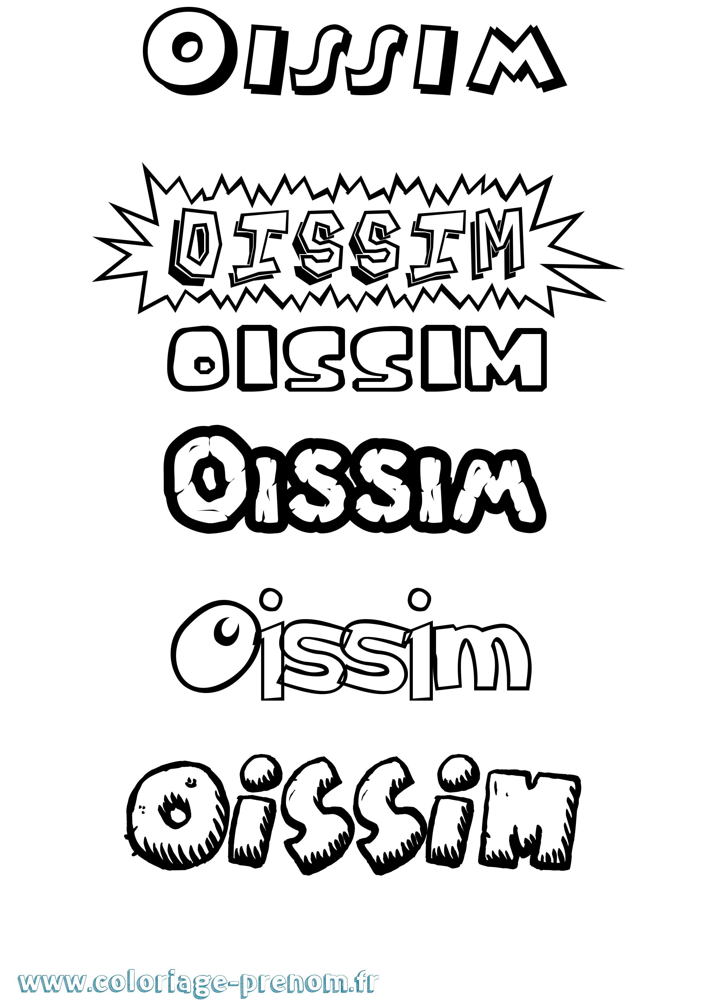 Coloriage prénom Oissim Dessin Animé