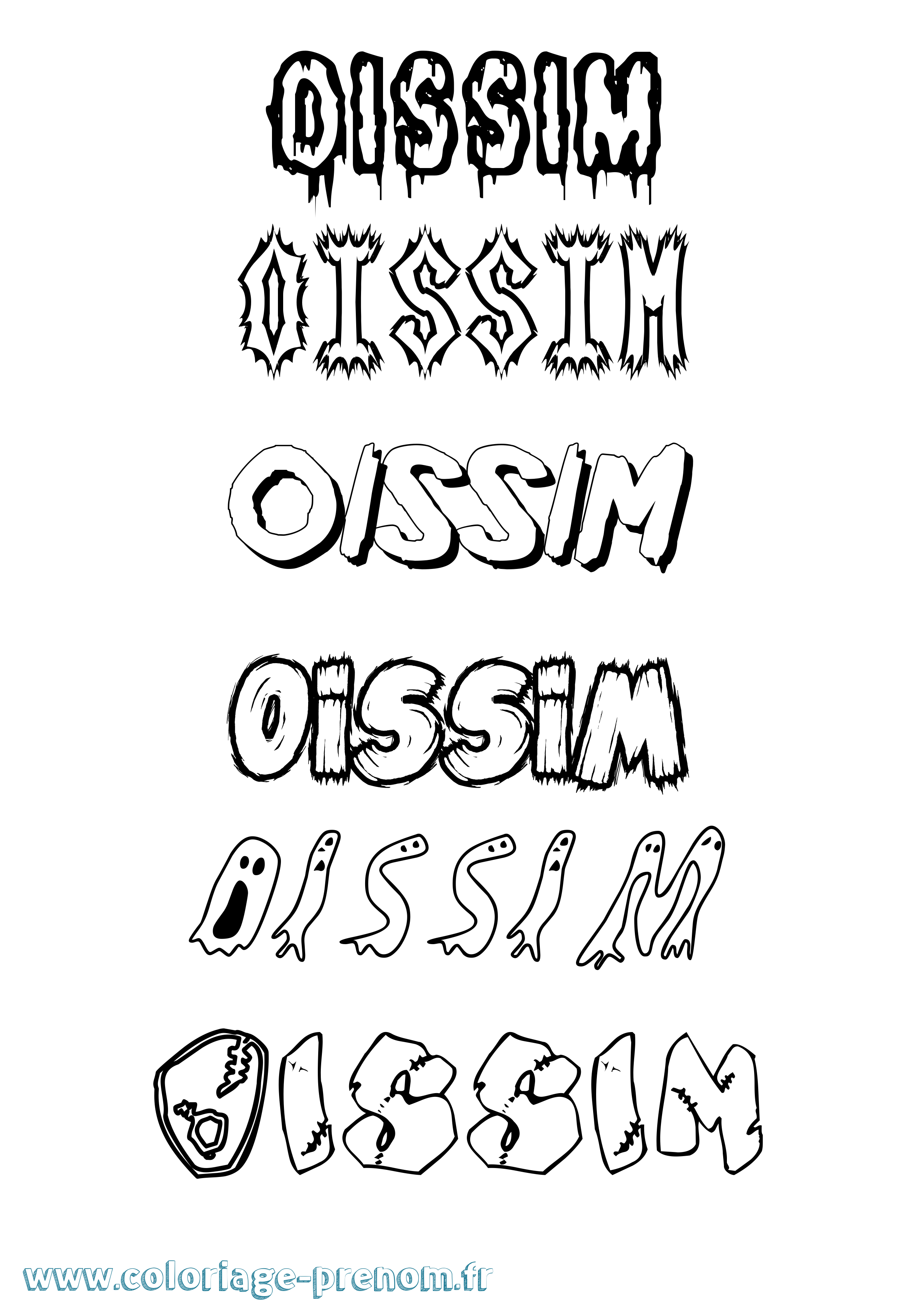 Coloriage prénom Oissim Frisson