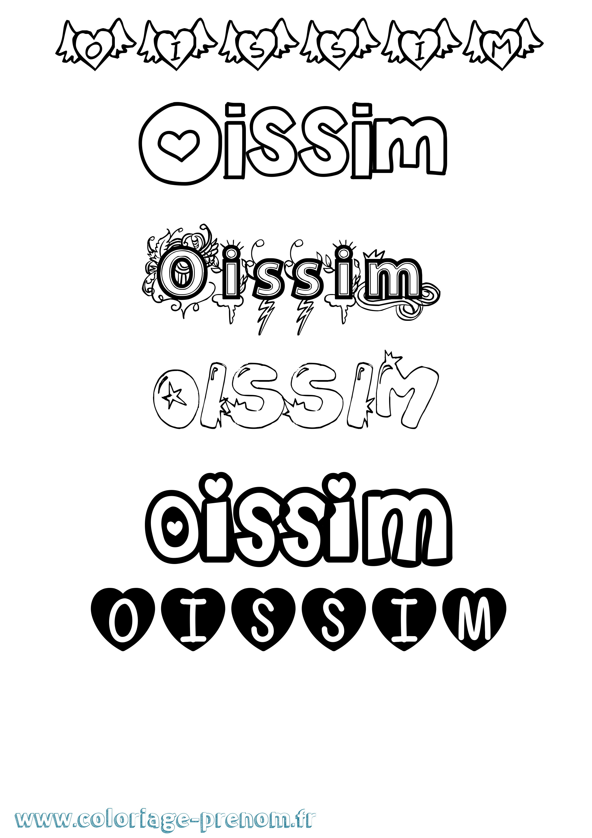 Coloriage prénom Oissim Girly
