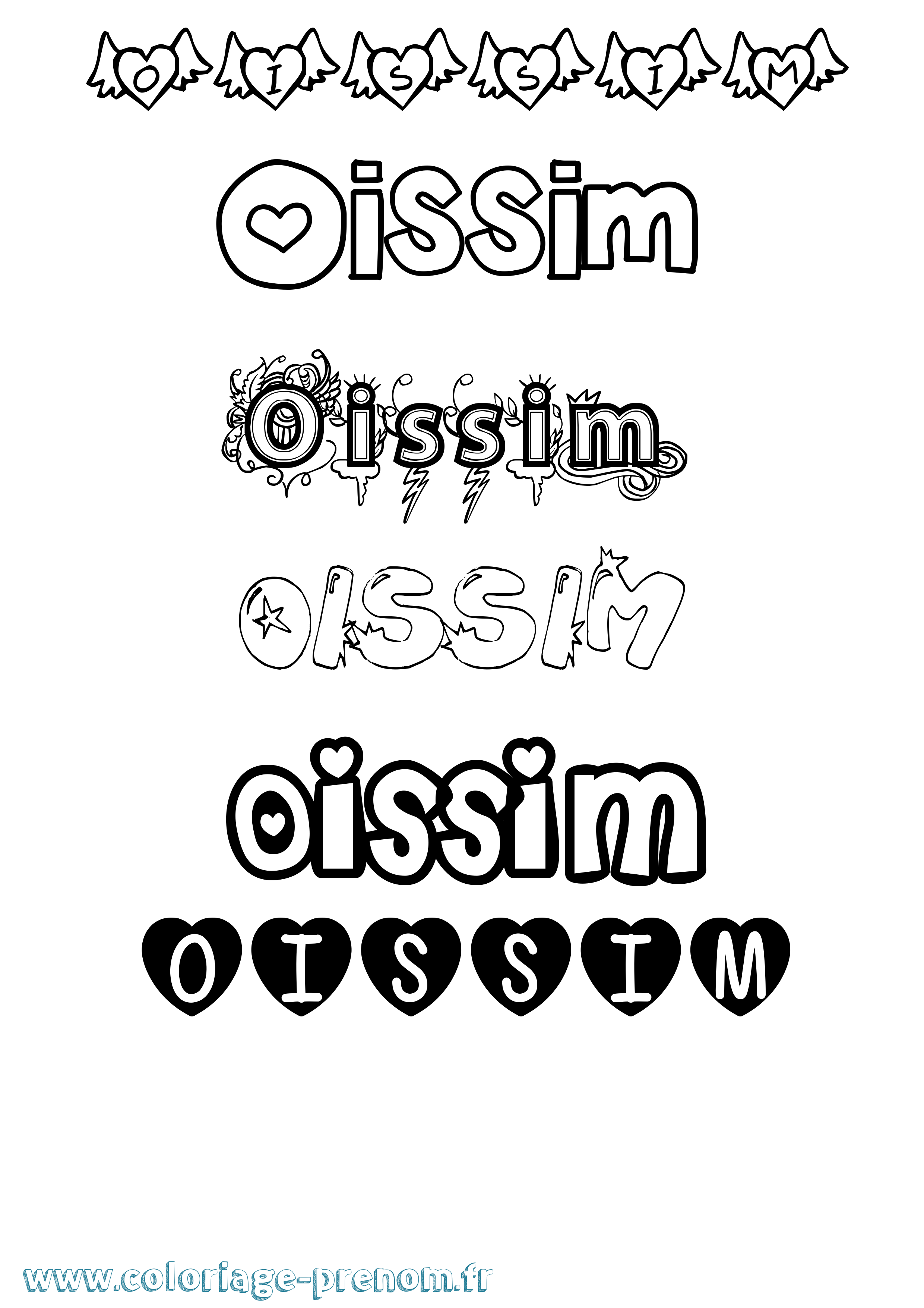 Coloriage Oissim Girly Coloriage prénom Oissim Girly