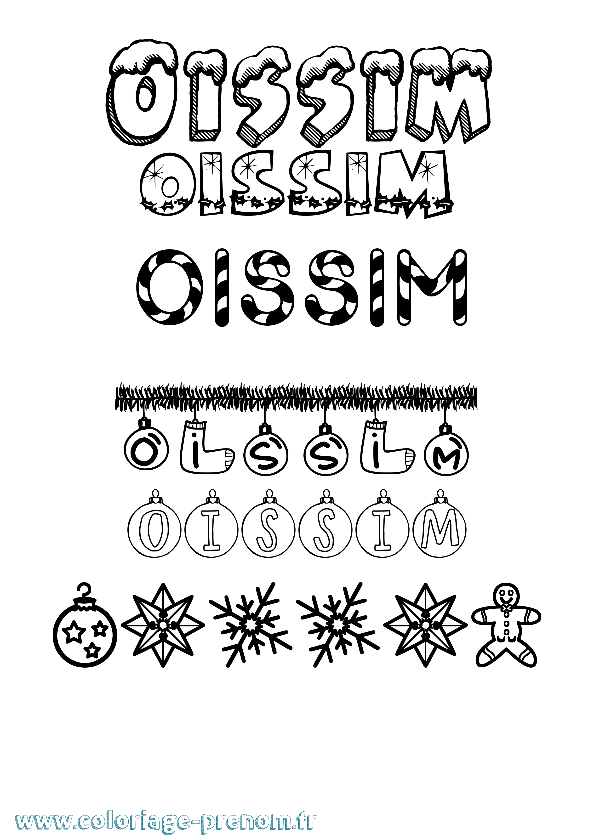 Coloriage Oissim Noël Coloriage prénom Oissim Noël