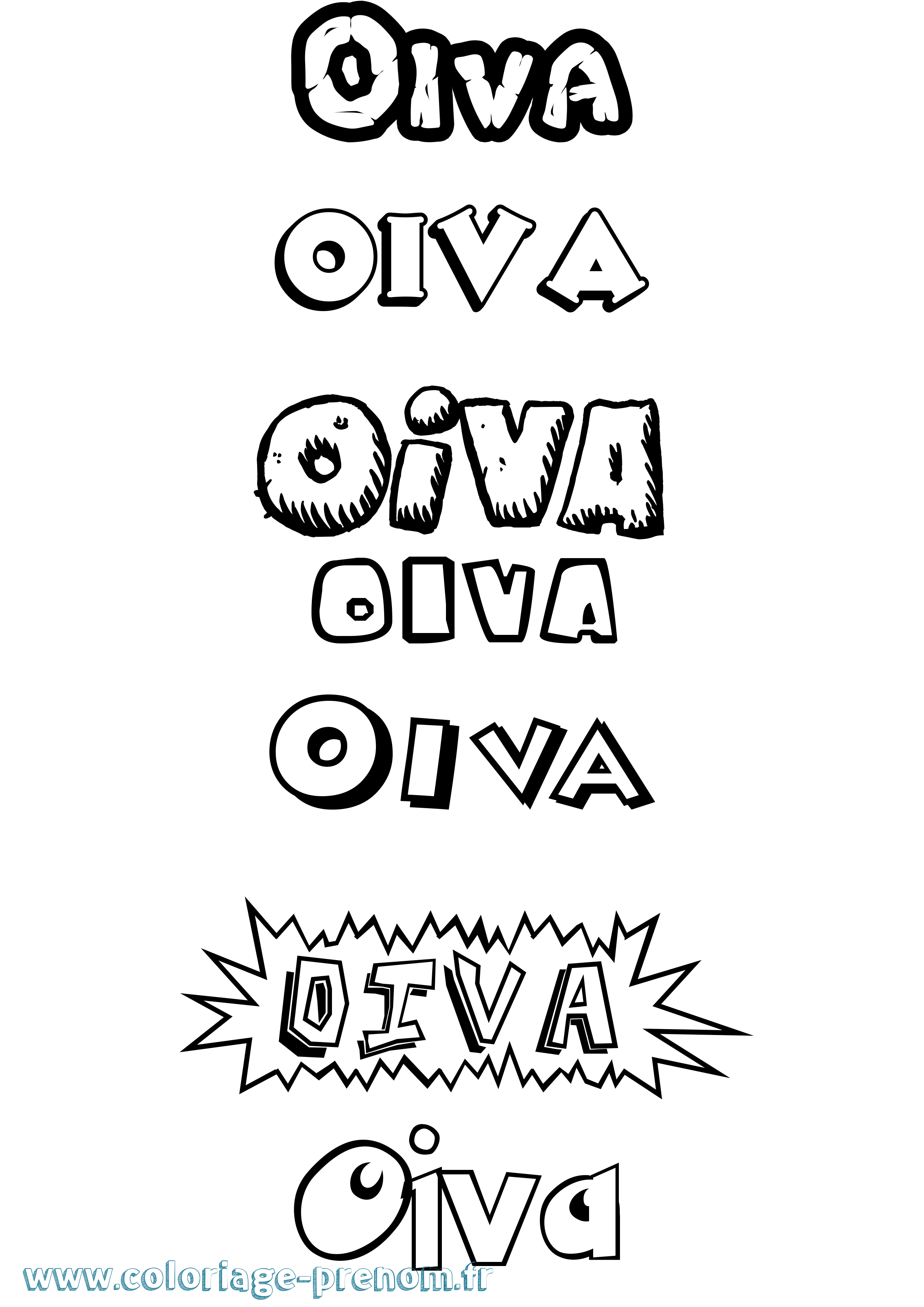Coloriage prénom Oiva Dessin Animé