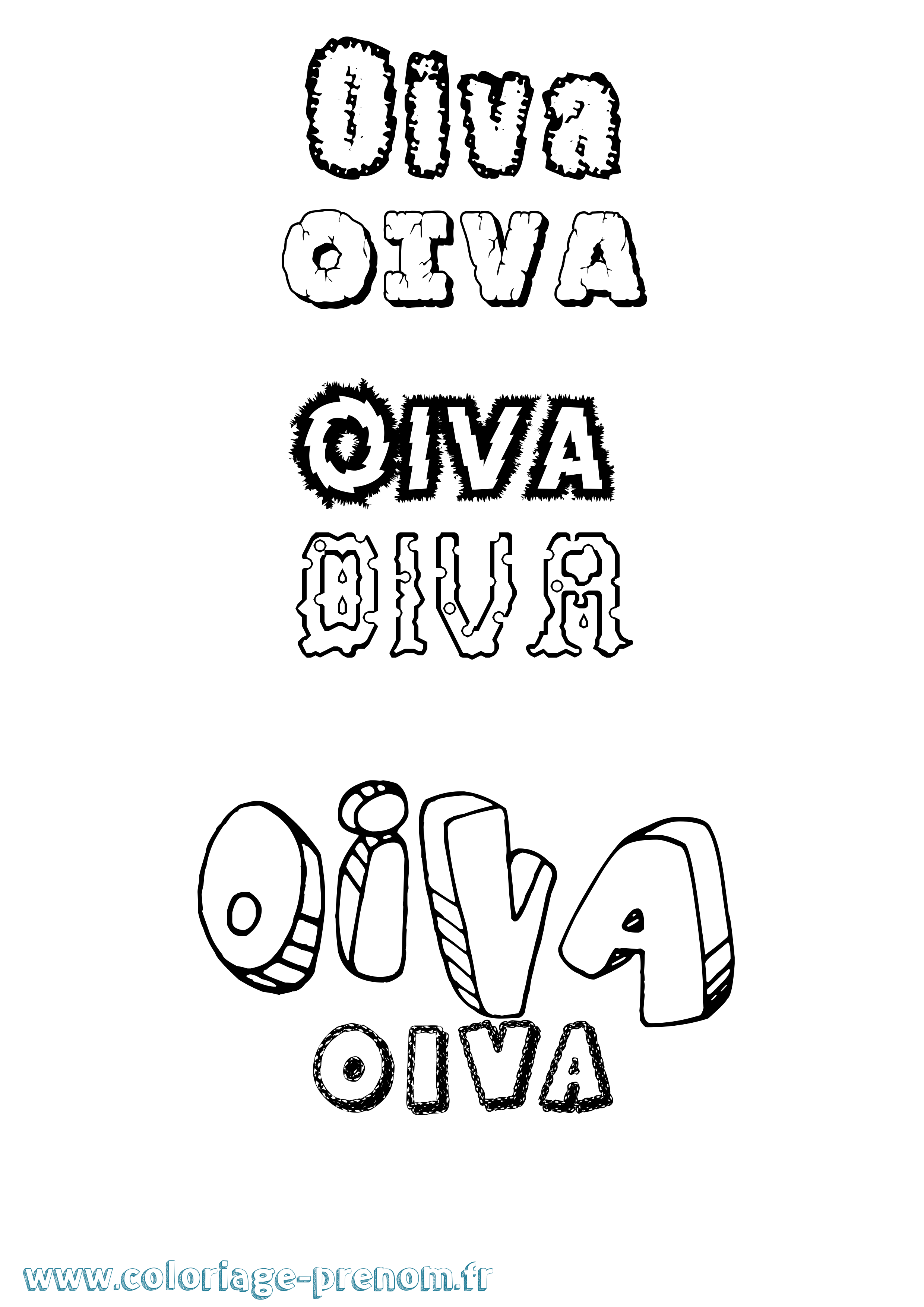Coloriage prénom Oiva Destructuré