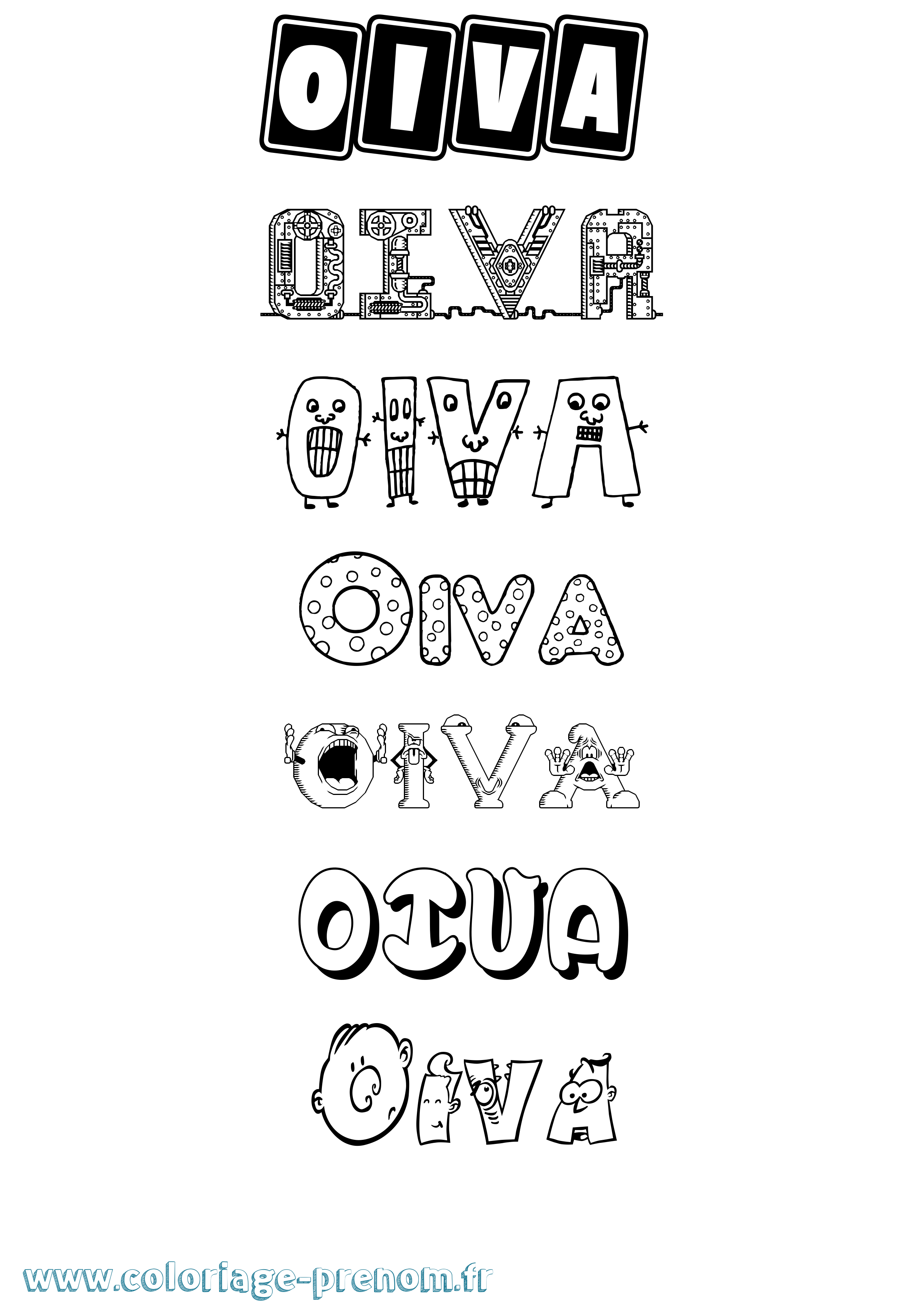 Coloriage prénom Oiva Fun