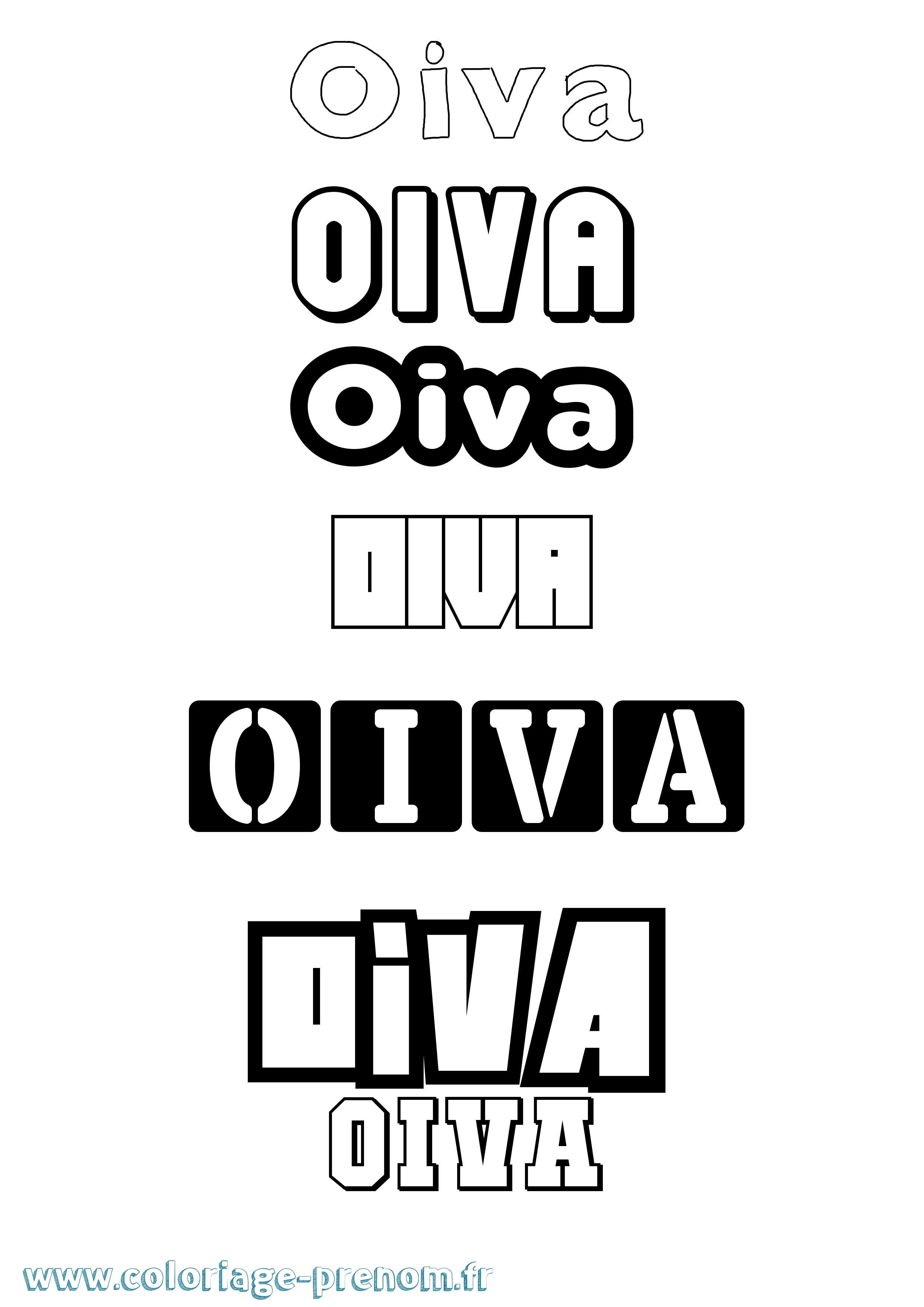 Coloriage prénom Oiva Simple