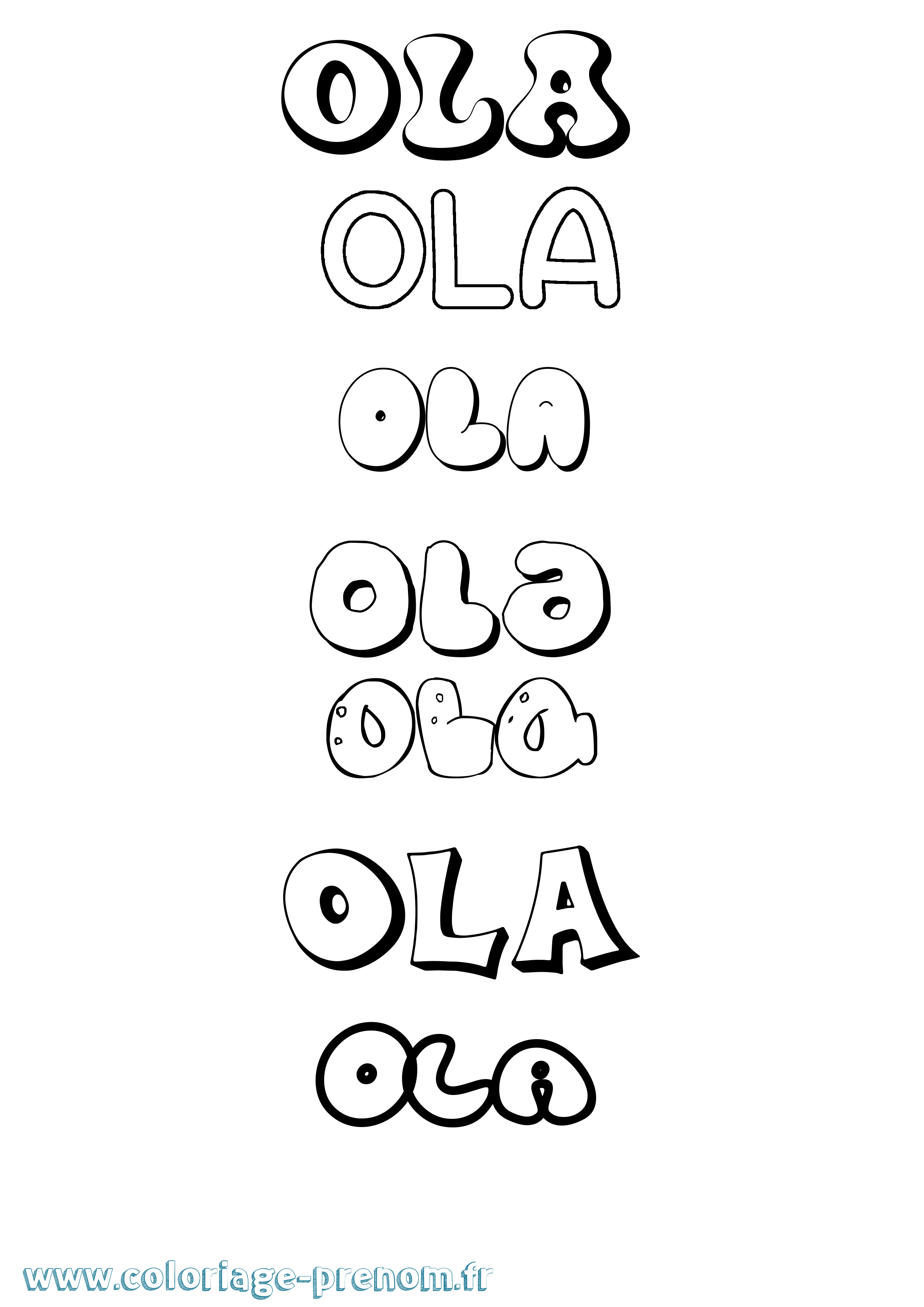 Coloriage prénom Ola Bubble