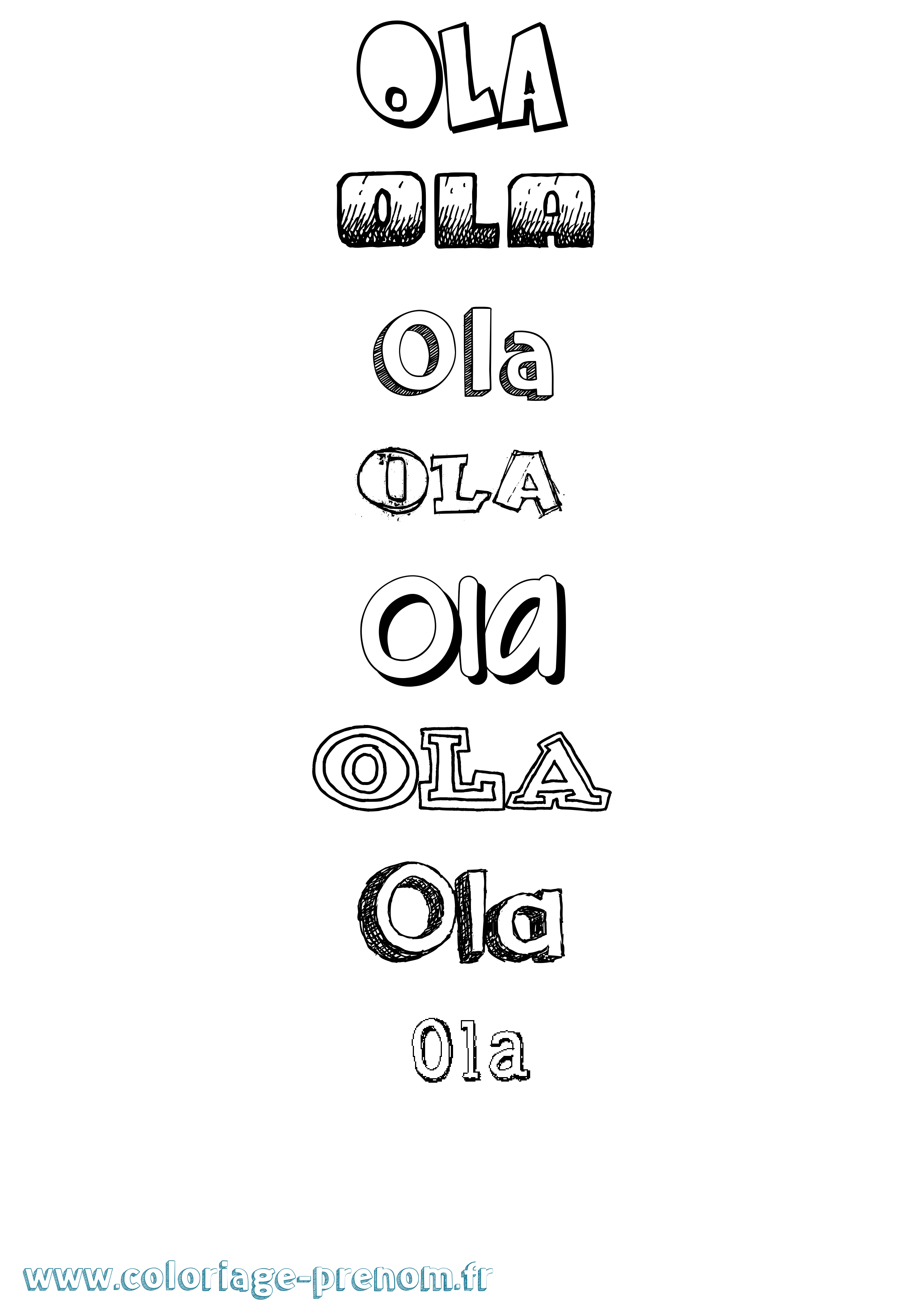 Coloriage prénom Ola Dessiné