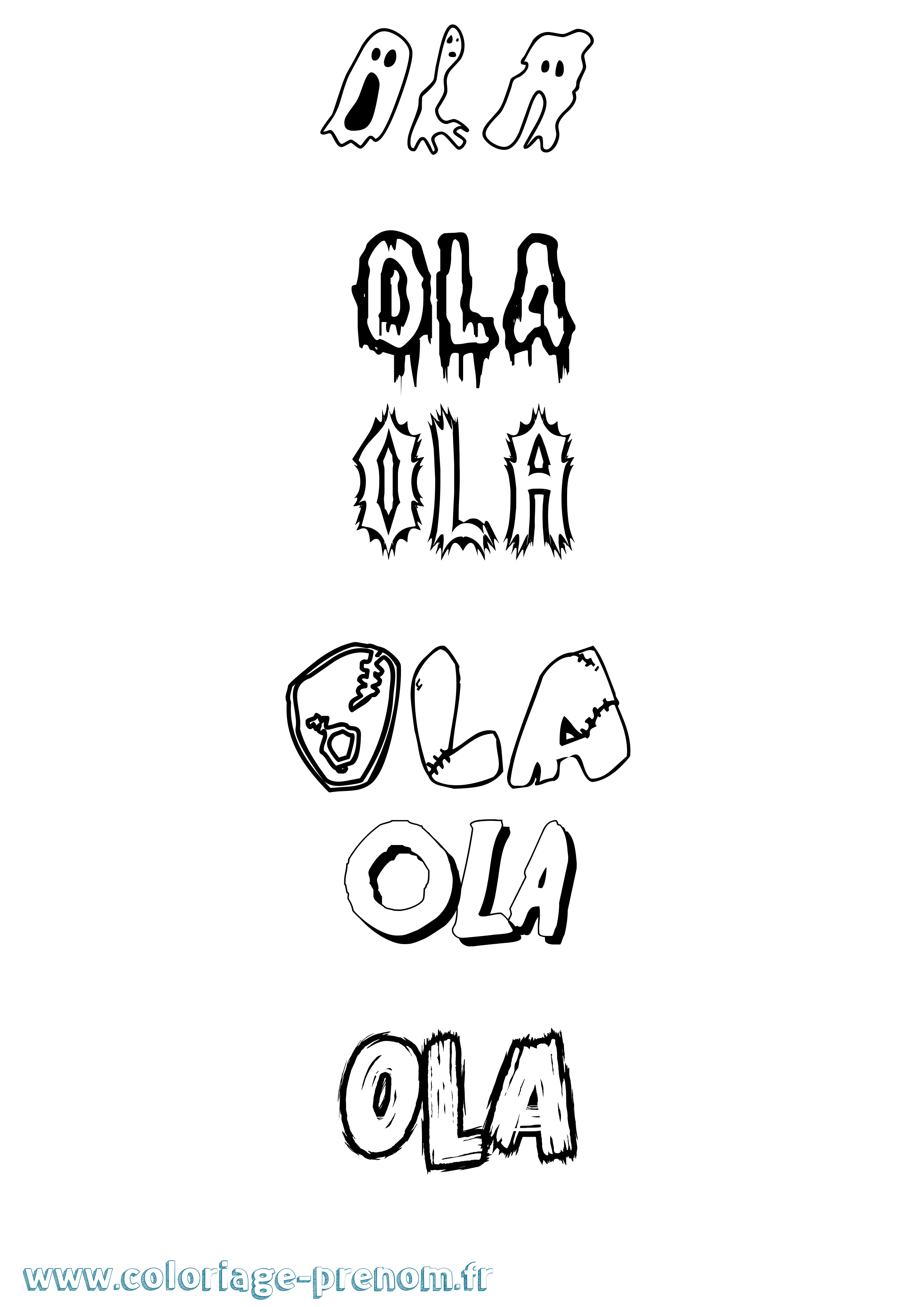 Coloriage prénom Ola Frisson