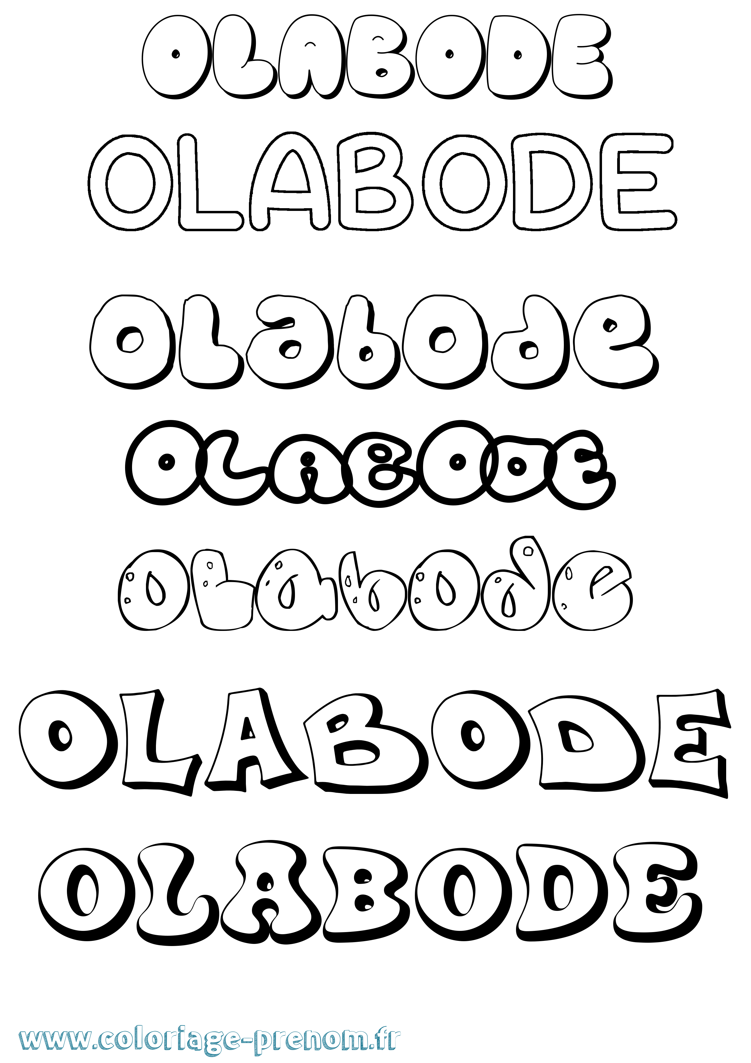 Coloriage prénom Olabode Bubble