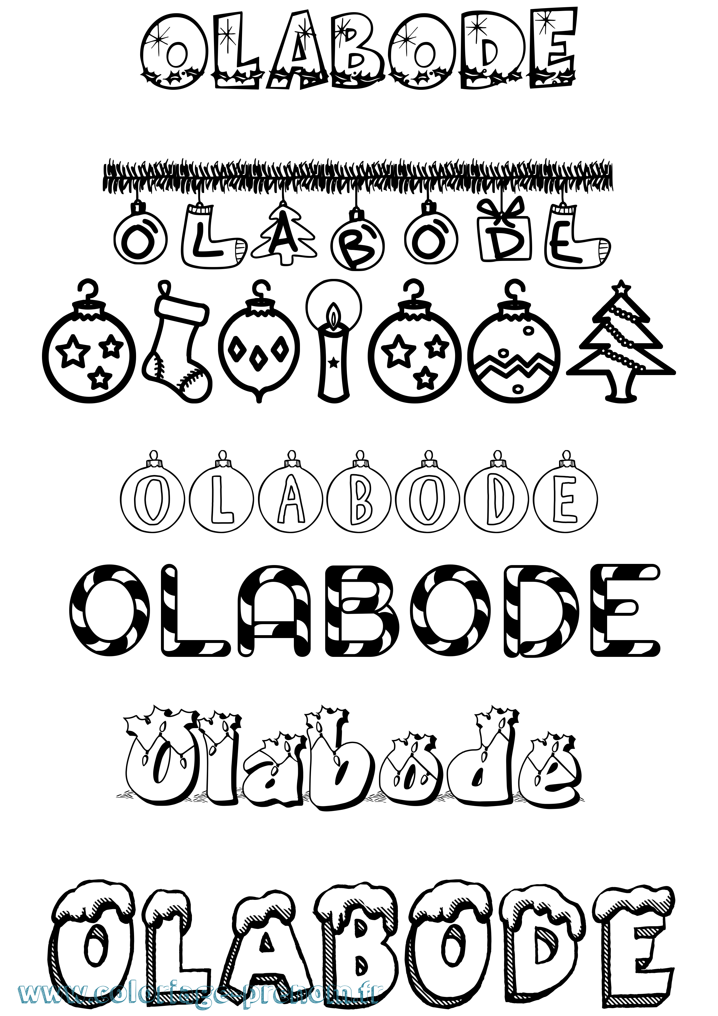 Coloriage prénom Olabode Noël