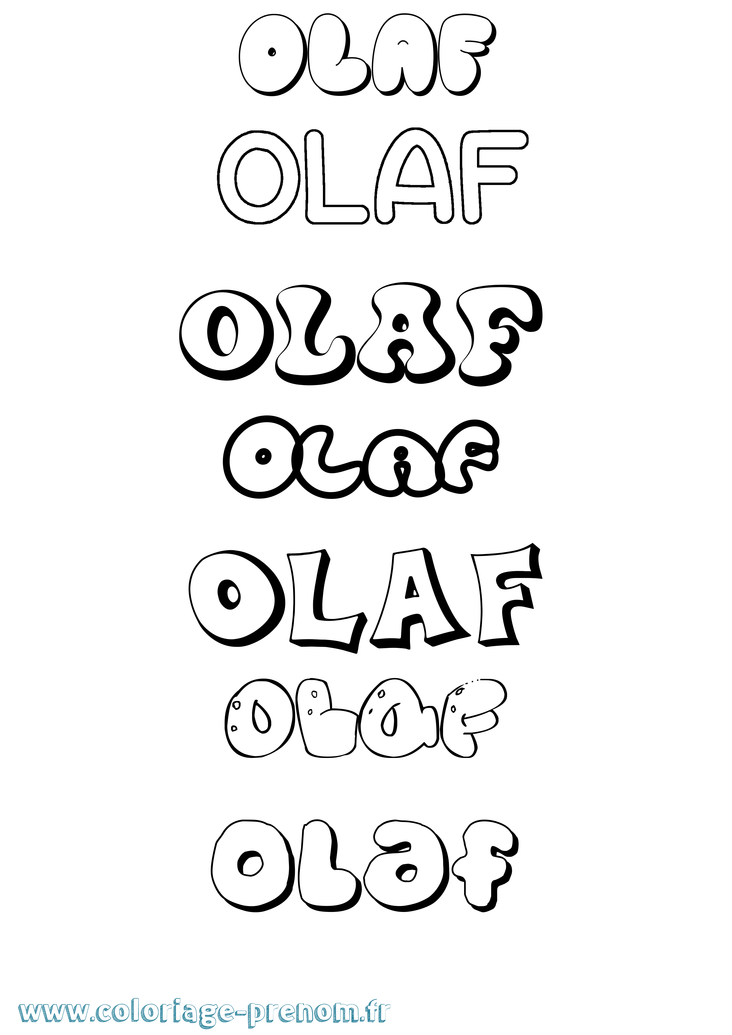 Coloriage prénom Olaf Bubble
