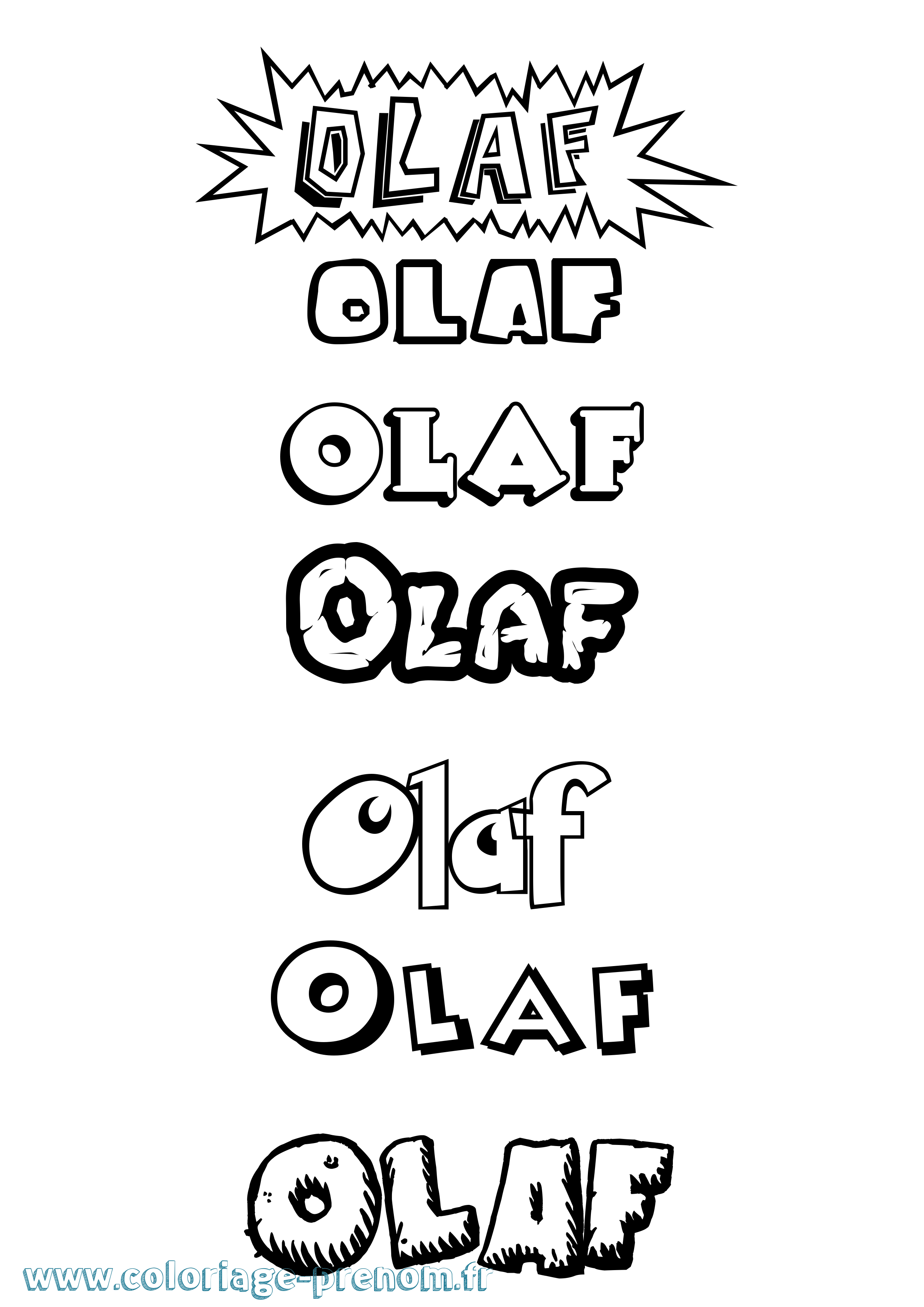 Coloriage prénom Olaf Dessin Animé
