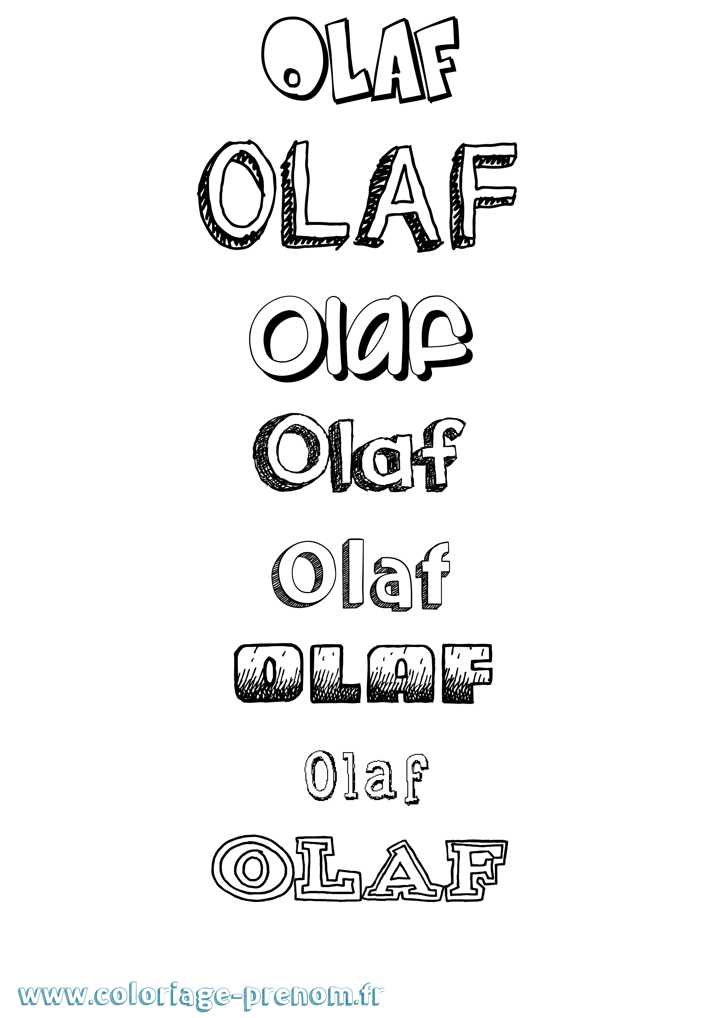 Coloriage prénom Olaf Dessiné