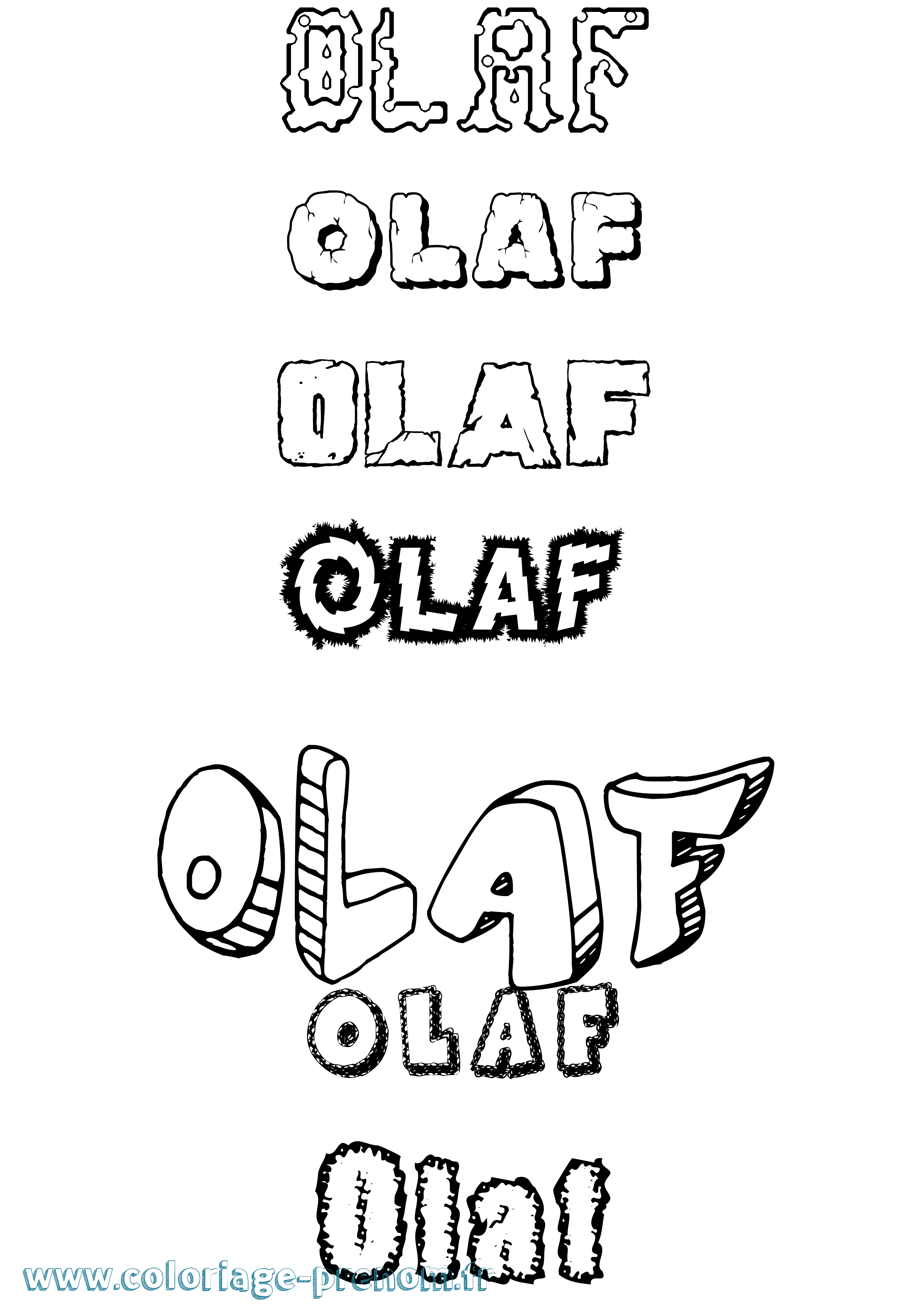 Coloriage prénom Olaf Destructuré