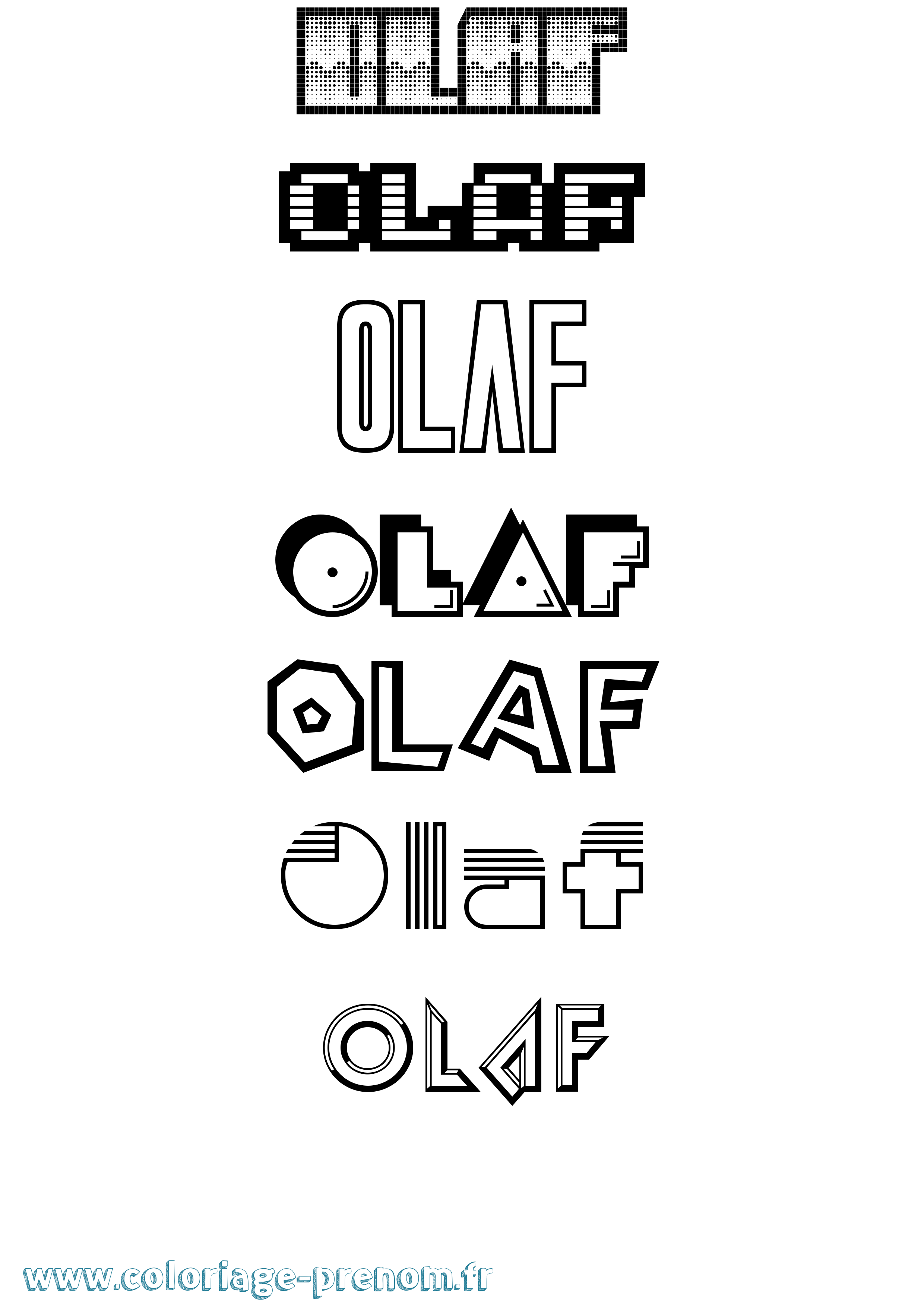 Coloriage prénom Olaf Jeux Vidéos